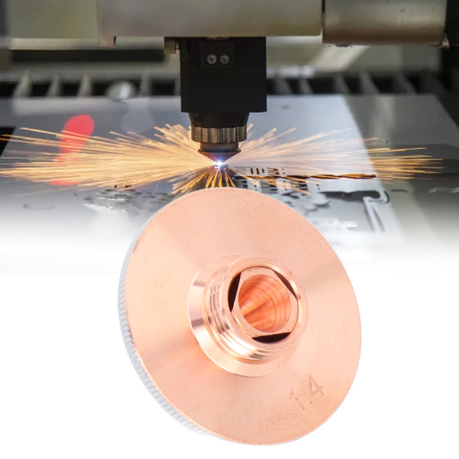 Doppelfaseroptische Schneiddüse, Kupferchromgeschweißte Schneiddüse, Laserdüse, Schneiddüse Für Lasermaschinen, 1,4 Mm Öffnung.