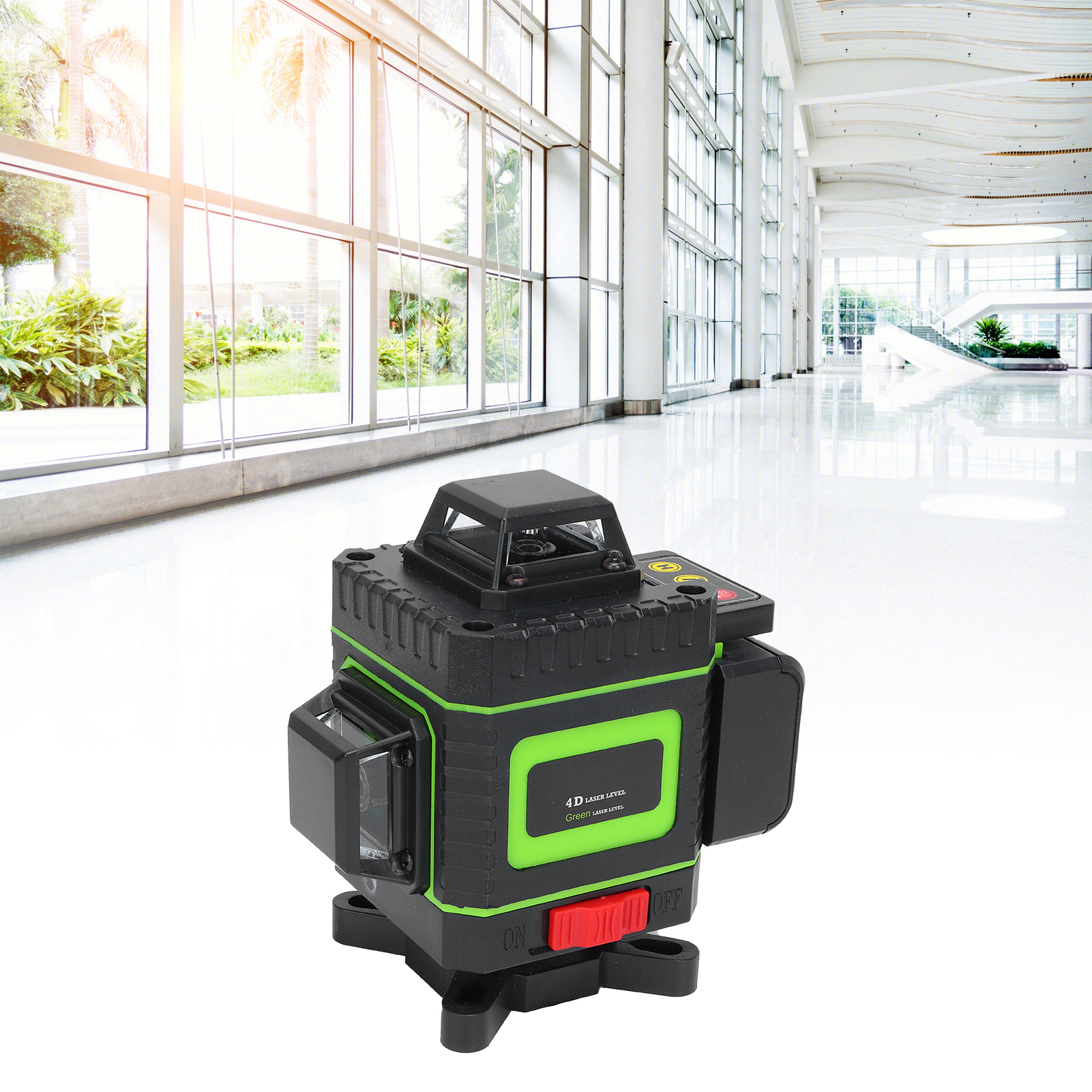 Hilda 4d Wasserwaage Mit 16 Grünen Linien, Hochpräzise Automatische Nivellierung Für Böden Und Wände, Modell Mit Grüner Leuchte, Europäischer Standard, 110–240 V Wechselstrom