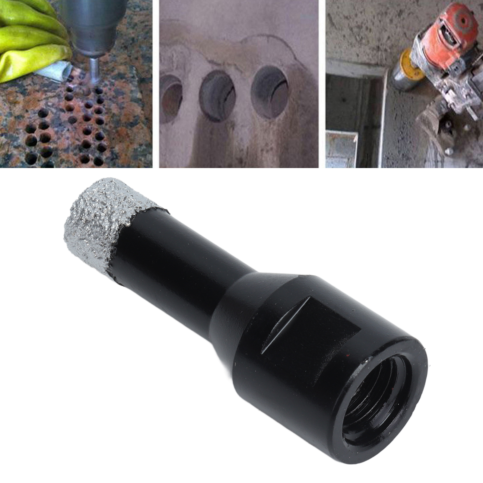 Vakuumgelöteter Diamantbohrer M14 Zum Aufbohren Von Löchern In Marmor, Schwarz, 14 Mm