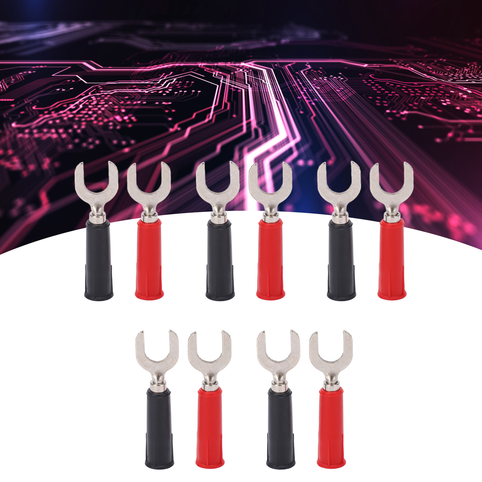 Vernickelter Kupfer-bananenstecker Mit Pvc-ummantelung Und 4 Mm Klinkenbuchse Am Ende, Rot Und Schwarz, Verkauft In 5er-packs (j.20020).