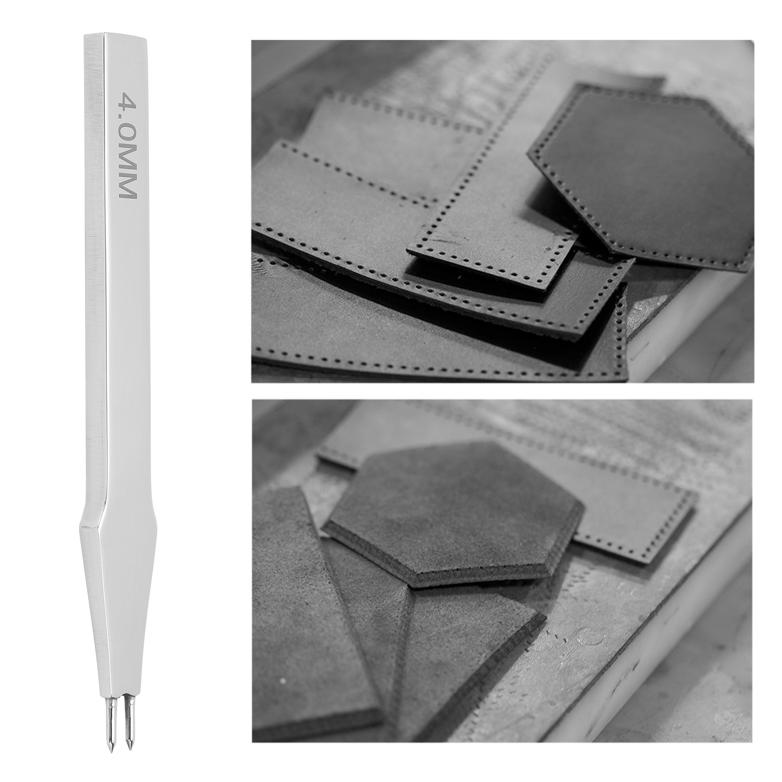 Rundahle 4 Mm Zum Stanzen Von Löchern In Leder, Werkzeug Für Lederbearbeitung Und -bastelarbeiten, 2-zinkiger Locher.