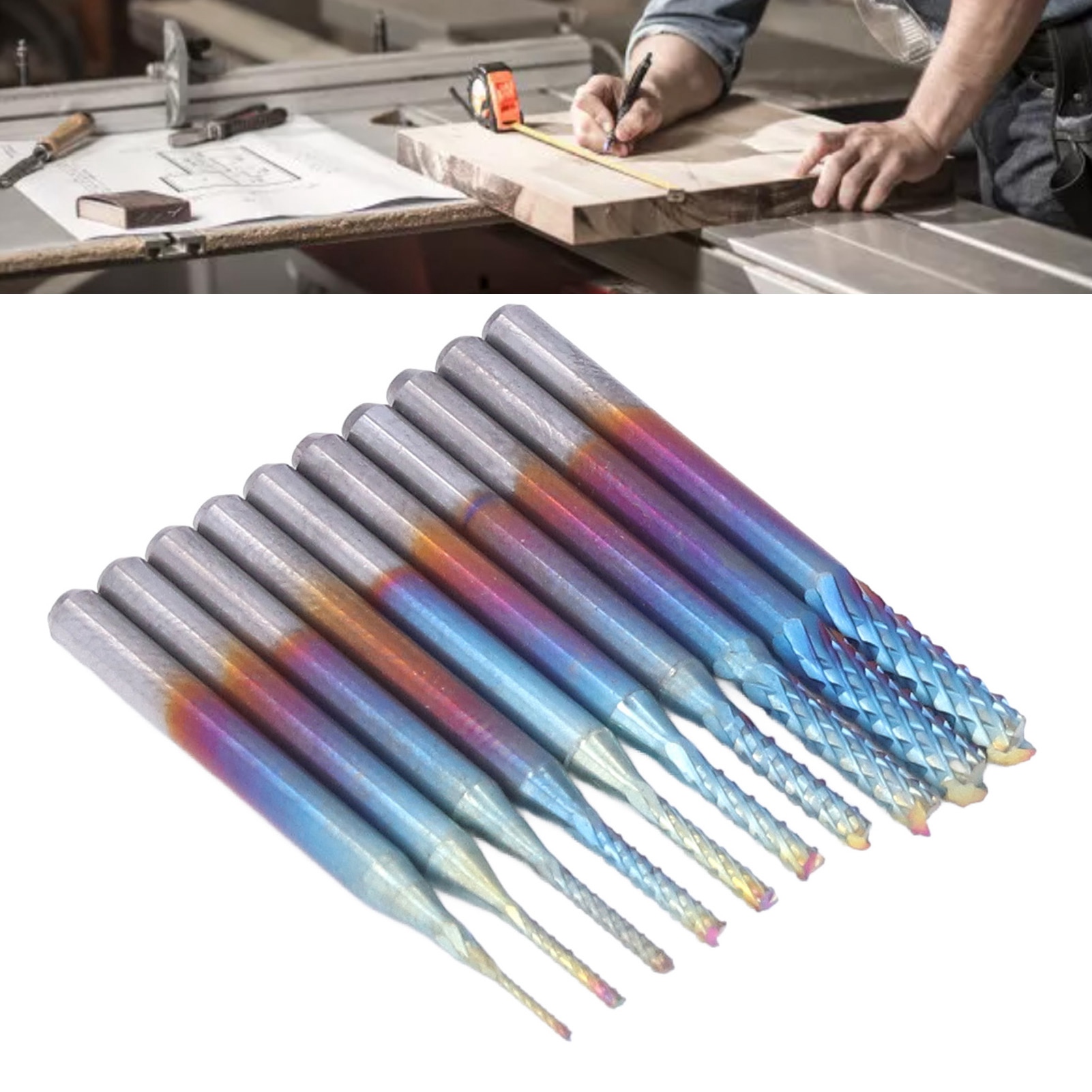 Set Mit 10 Blau Versilberten Maiskolbenausstechern Für Holzarbeiten Und Schnitzereien.