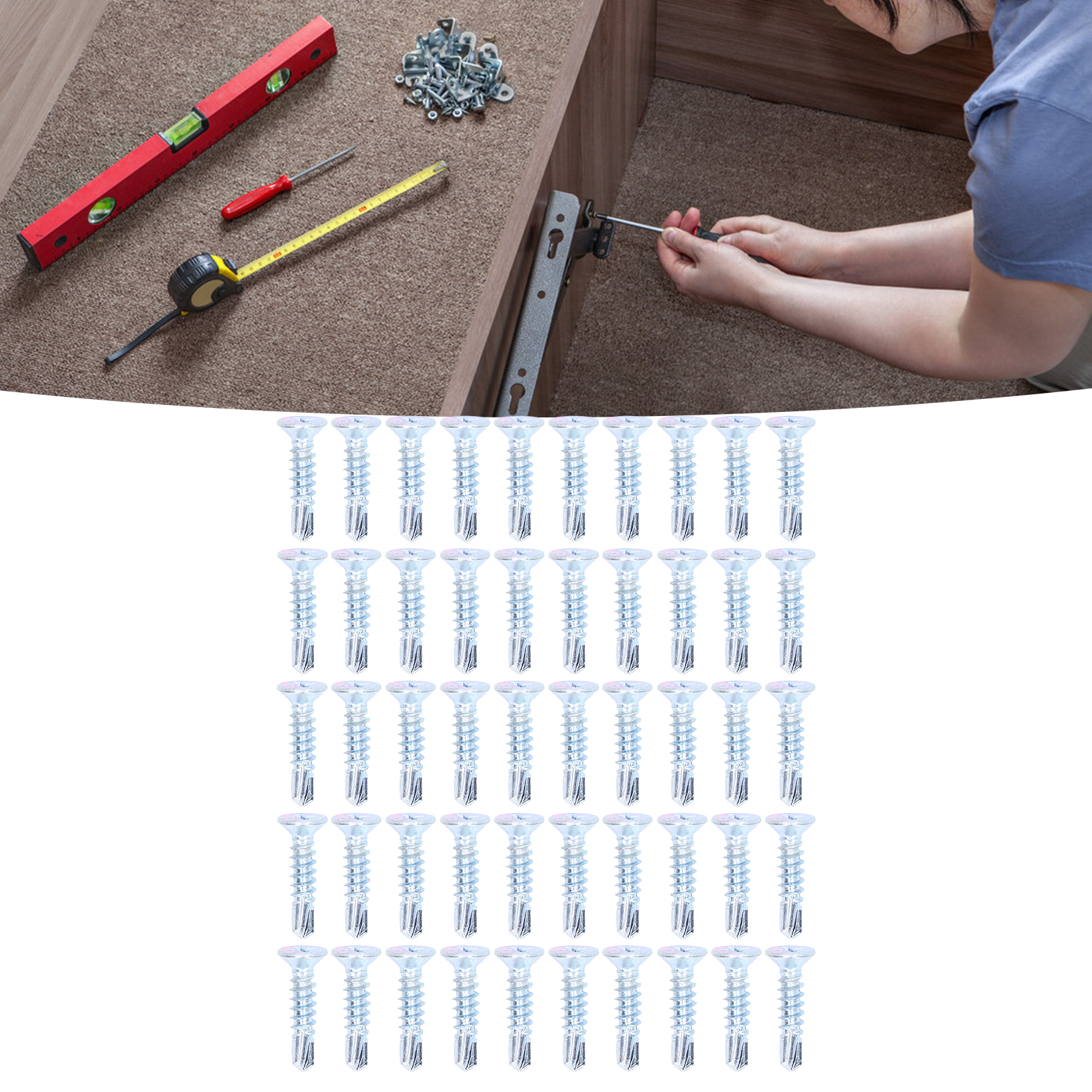 50 Phillips-bohrschrauben Aus Blau-weiß Verzinktem Kohlenstoffstahl, Flachkopf 4,2 X 19 Mm