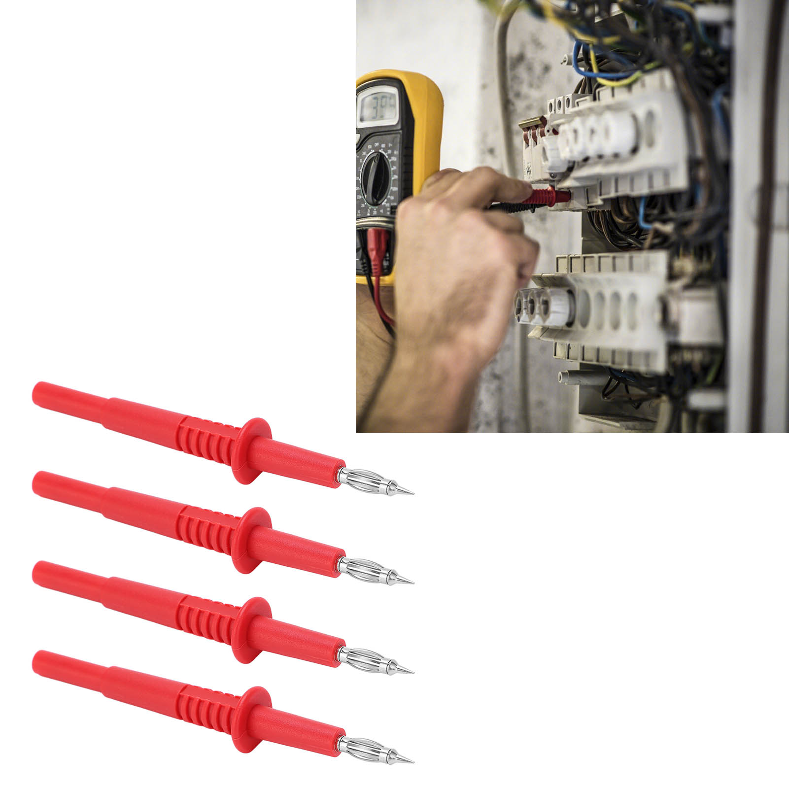 J.30017 4mm Spitze Nadelprüfspitzen Für Laternenkopf-multimeter, Mit 4mm Bananenstecker-leistungsprüfer, Verkauft In 4er-packs (rot).