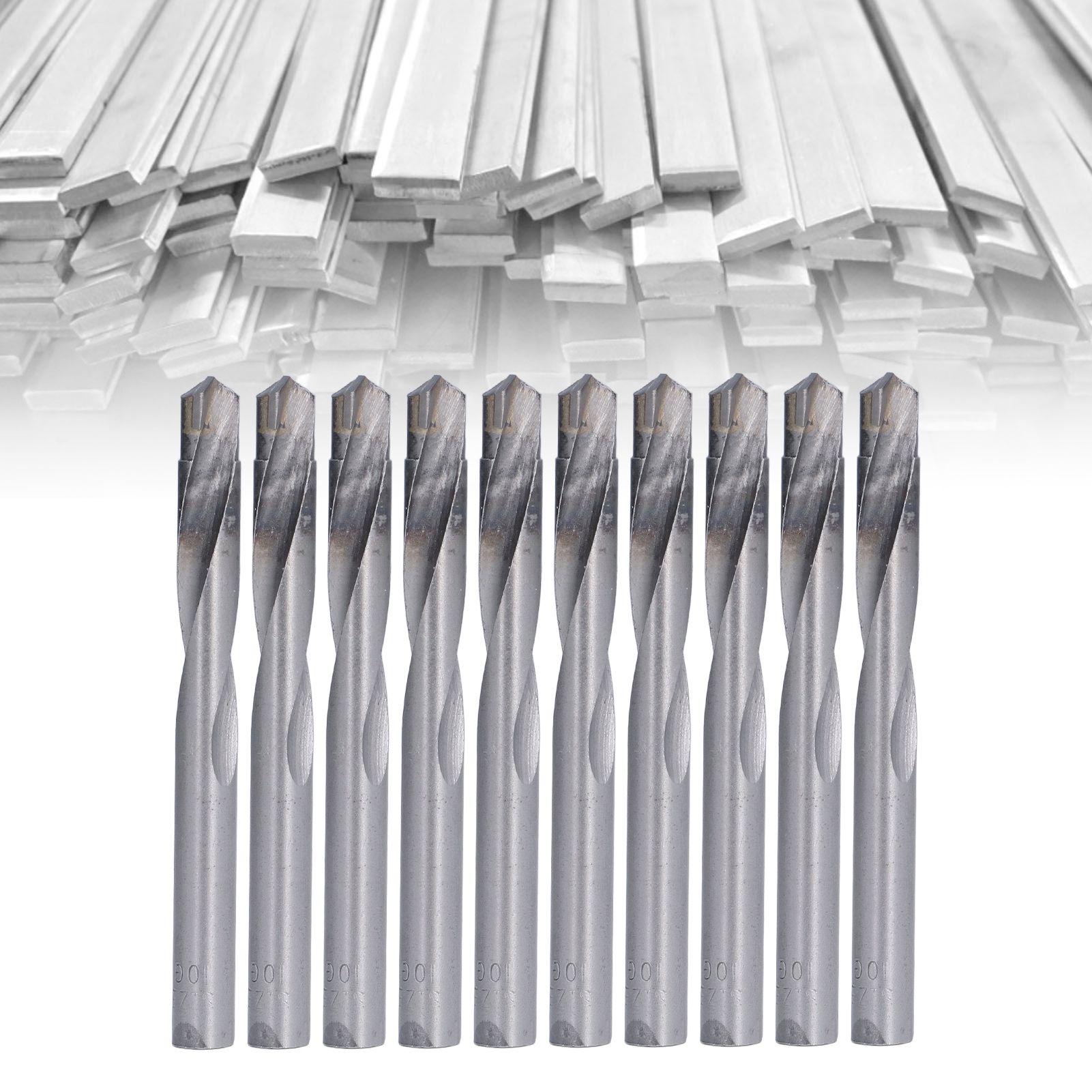 Satz Mit 10 Hartmetallbohrern, Zylindrischer Schaft, Spiralförmig, Mit Hartmetalleinsatz, 10 Mm