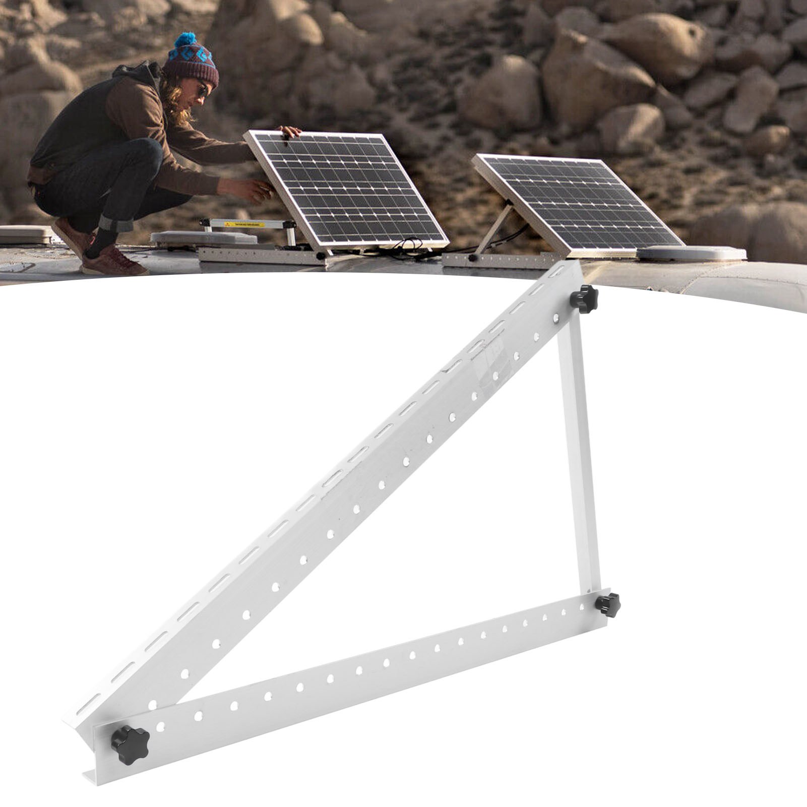 Zusammenklappbares 28-zoll-photovoltaik-stativ Aus Aluminiumlegierung, Tragbare Dreieckige Halterung Für Solarmodule, Geeignet Für Photovoltaikmodule Unter 150 W.