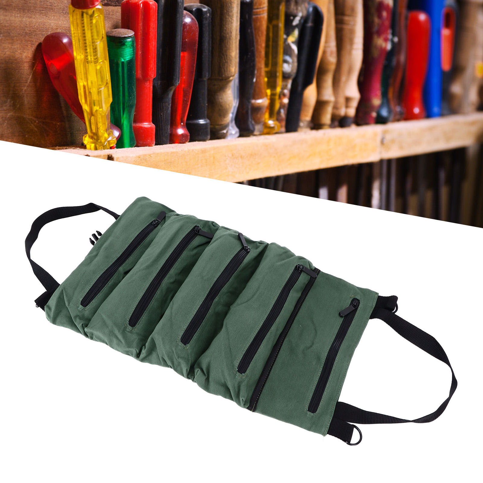 Aufrollbare Werkzeugtasche Aus Canvas, Multifunktionale Werkzeugtasche Mit Schultergurt