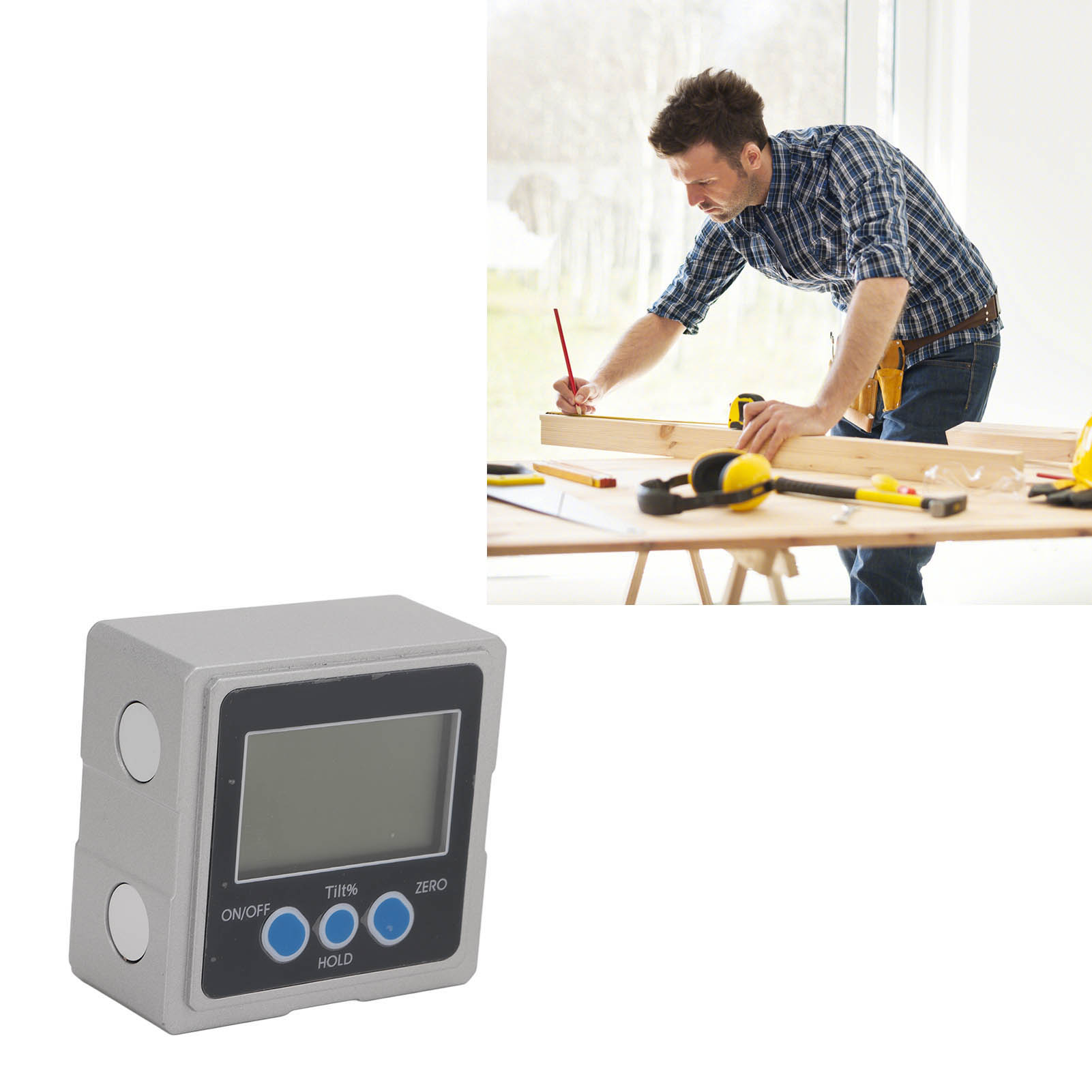 Digitale Wasserwaage, Digitaler Neigungsmesser, Leistungsstarker Magnetischer Neigungsmesser, Elektronischer 360°-winkelmesser, Dreiseitiger Magnetischer Winkelmesser (4 X 90°)