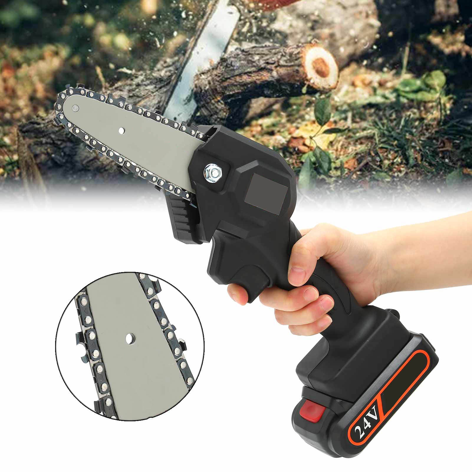 Schwarze, Tragbare Elektrische Astsäge Fyd-001, Mini-akku-kettensäge Für Die Gartenpflege, 110–240 V Wechselstrom, Europäischer Standard