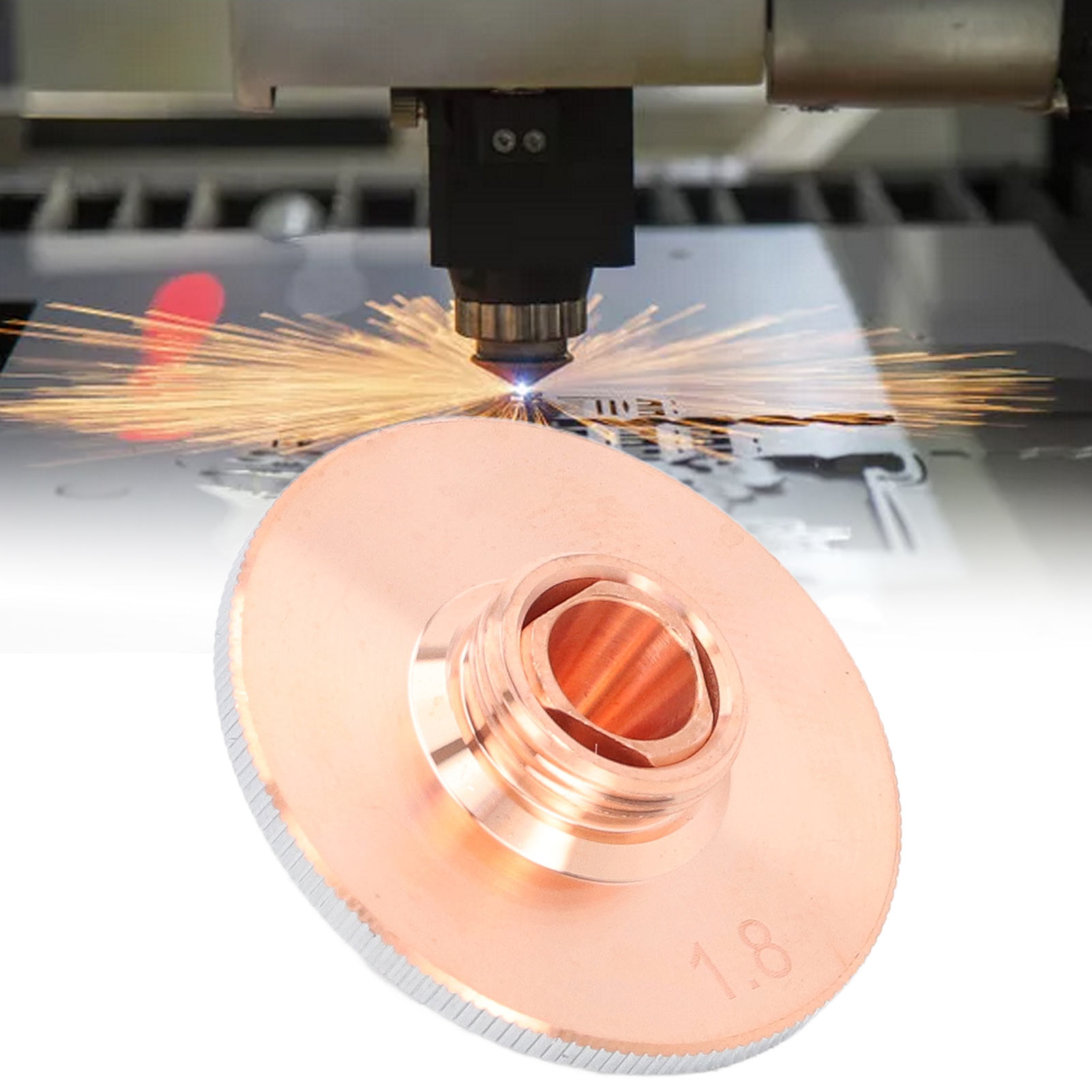 Doppelfaseroptische Schneiddüse, Kupferchromgeschweißte Schneiddüse, Laserdüse, Schneiddüse Für Lasermaschinen, 1,8 Mm Öffnung.
