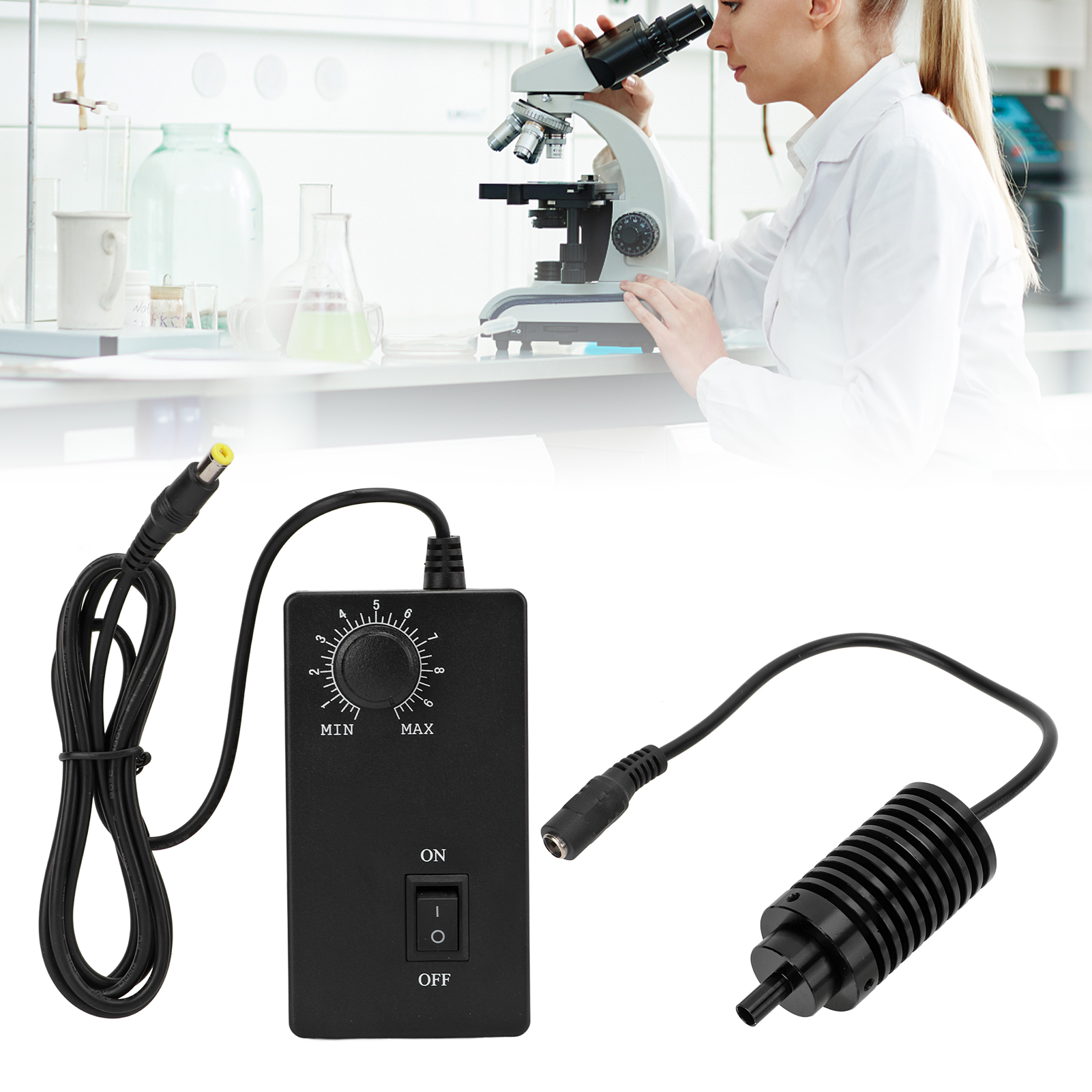 Koaxialer Led-scheinwerfer Für Mikroskope, Einstellbare Helligkeit, Ac100v-240v, Φ6mm, Europäisches Standardweiß.