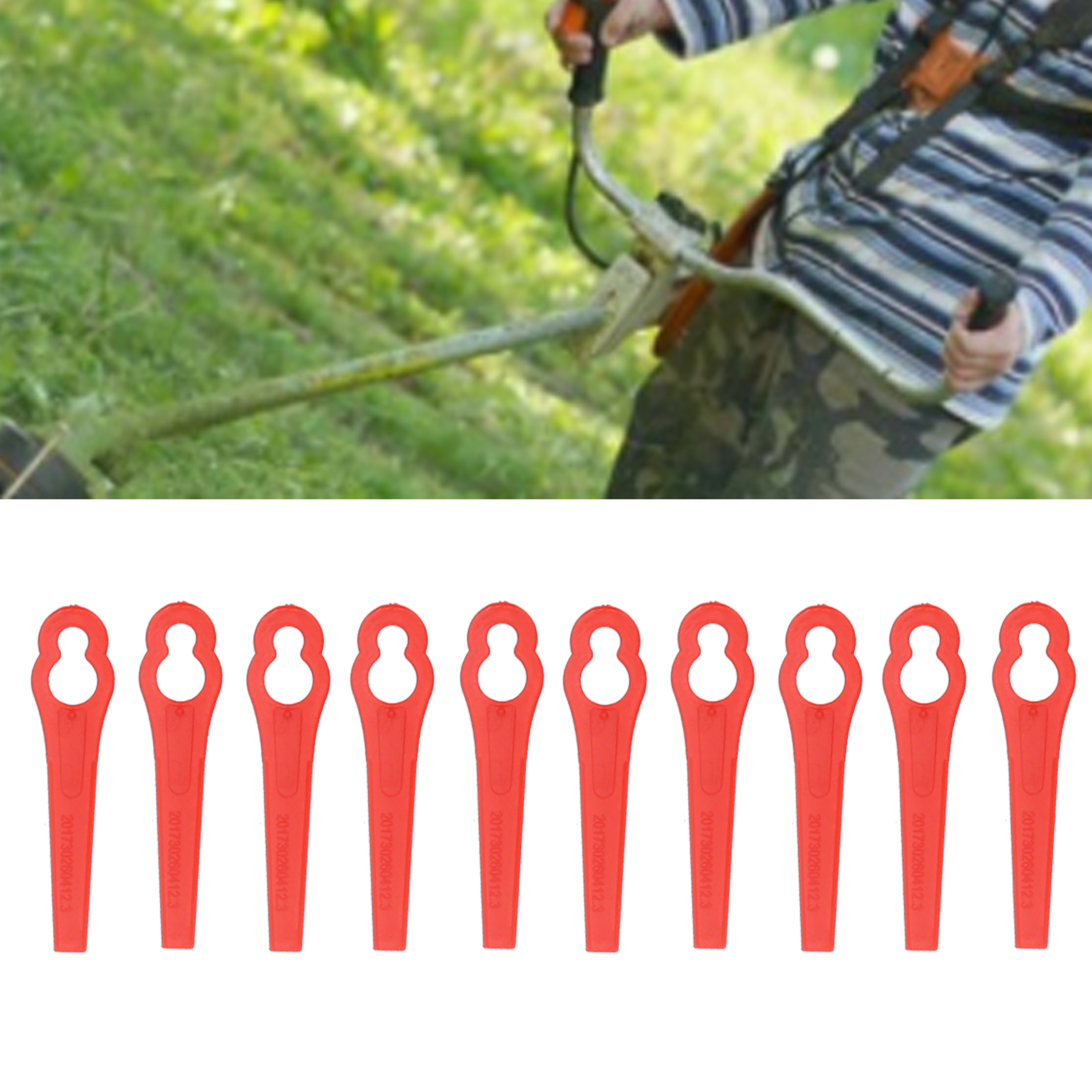 100 Rote Kunststoff-rasenmähermesser Für Garten, Rasen Und Sträucher, Kürbisförmig, L83, Lochdurchmesser 12 X 7 Mm