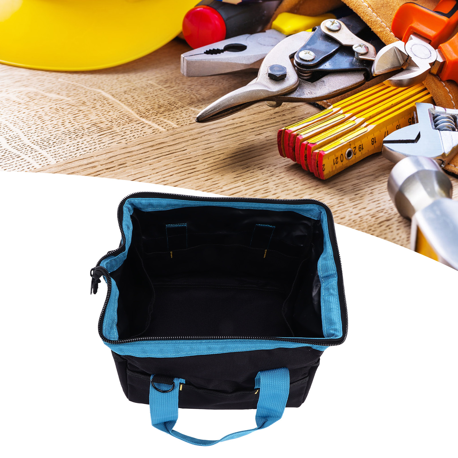 Werkzeugtasche Aus Segeltuch, Weite Öffnung, Weiche Seiten, Geeignet Für Klempner, Elektriker, Schreiner Und Handwerker, 14 Zoll.
