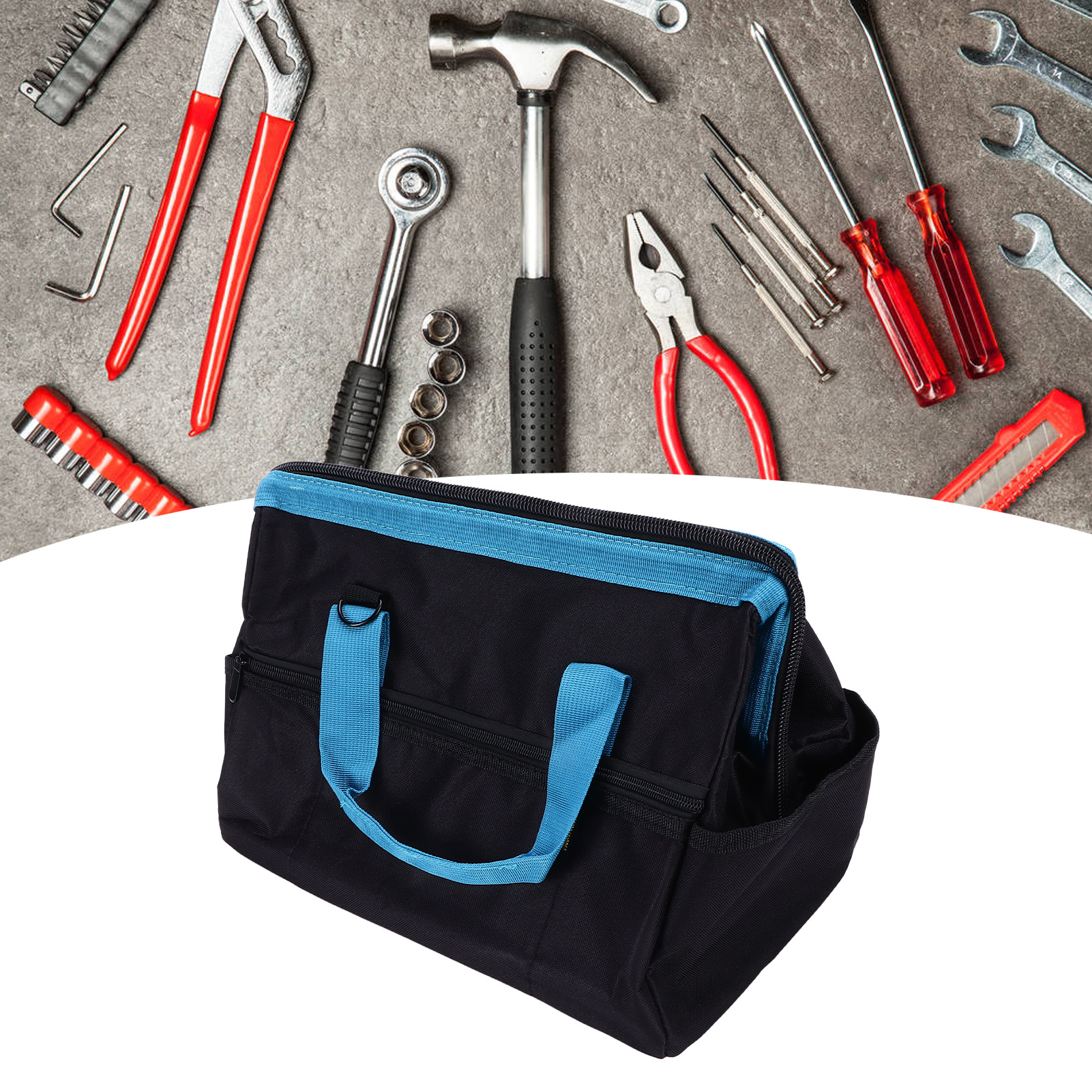 Werkzeugtasche Aus Segeltuch, Weite Öffnung, Weiche Seiten, Geeignet Für Klempner, Elektriker, Schreiner Und Handwerker, 16 Zoll.