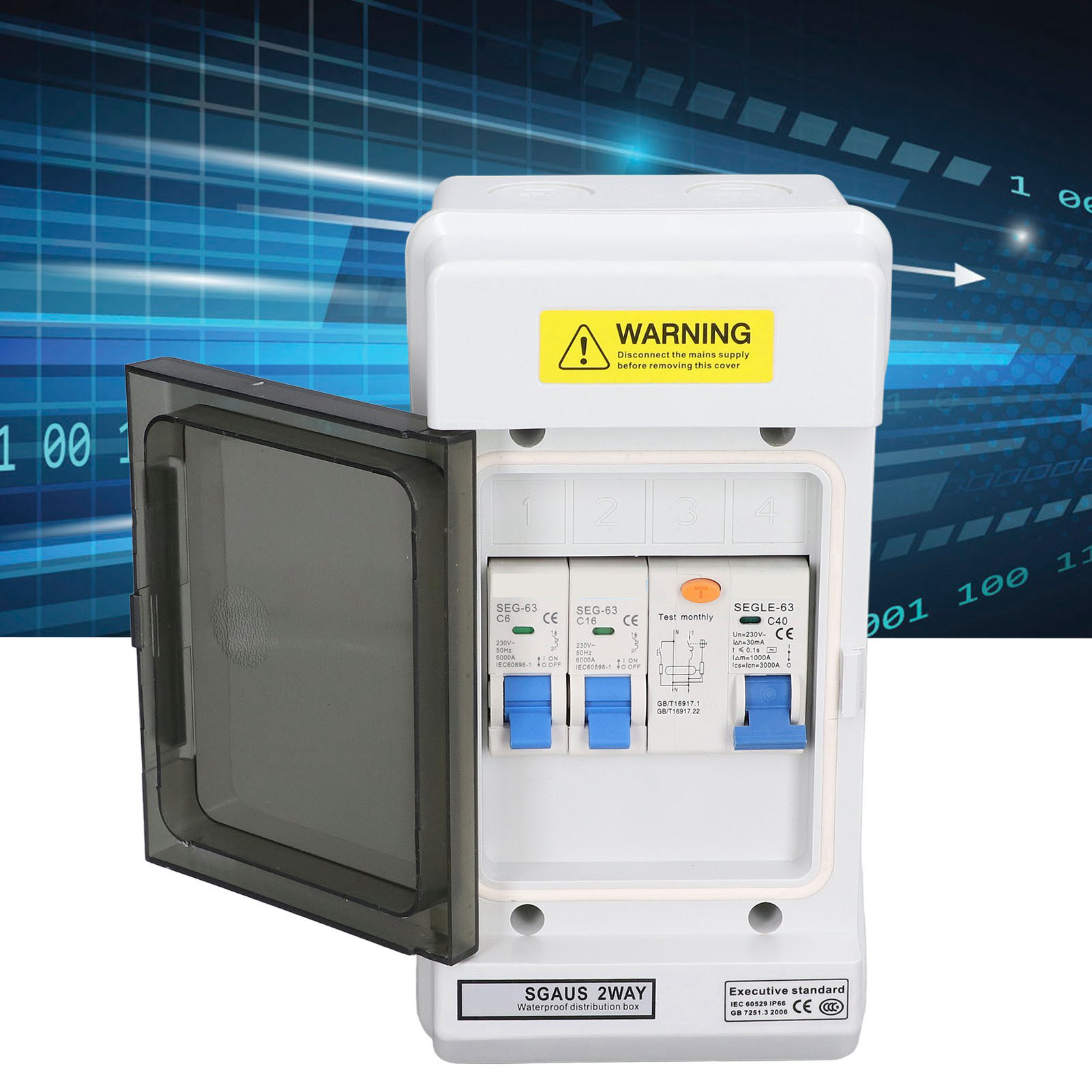 Wetterfester 230v-außenverteilerkasten, Der Dem Australischen Standard Entspricht, Mit Bidirektionalem Miniatur-fehlerstromschutzschalter (rcd + 2mcb) 40a 30ma.