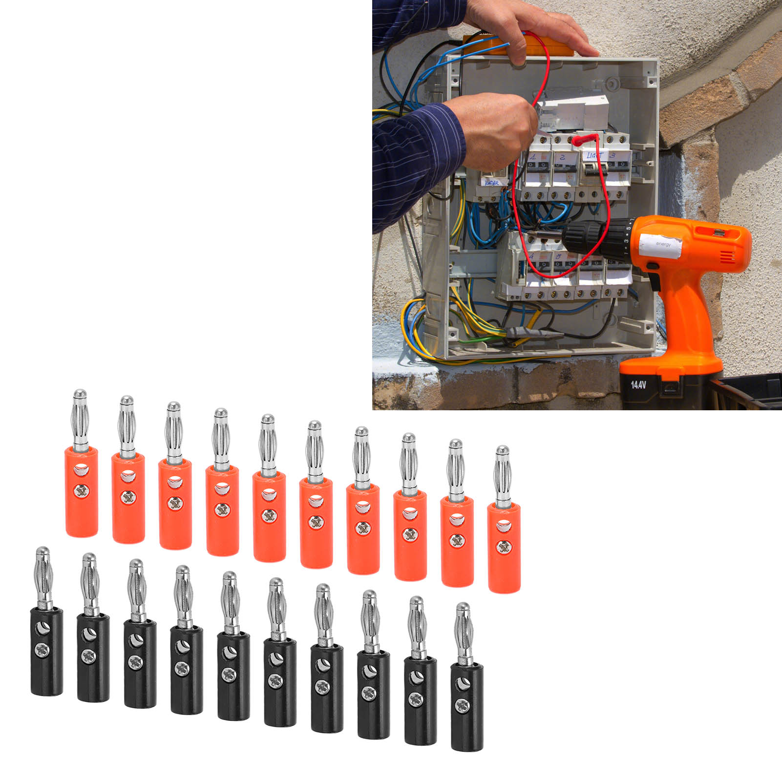 4mm Testadapter, Roter Und Schwarzer Laternen-bananenstecker, Spritzgegossener, Lötfreier Audioverstärker-lautsprecheranschluss Aus Zinklegierung, 22.090.