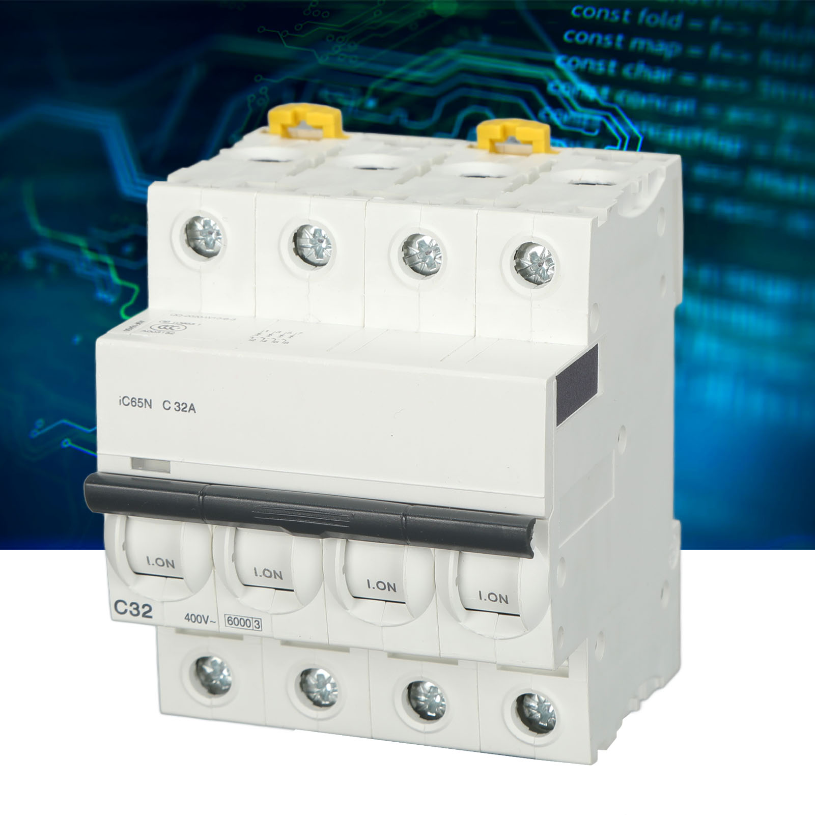 Miniatur-leistungsschalter Ic65n C32 4p Ac 400v 32a, Din-schienenmontage, Niederspannung, Für Anwendungen Im Innenausbau Und Maschinenbau.