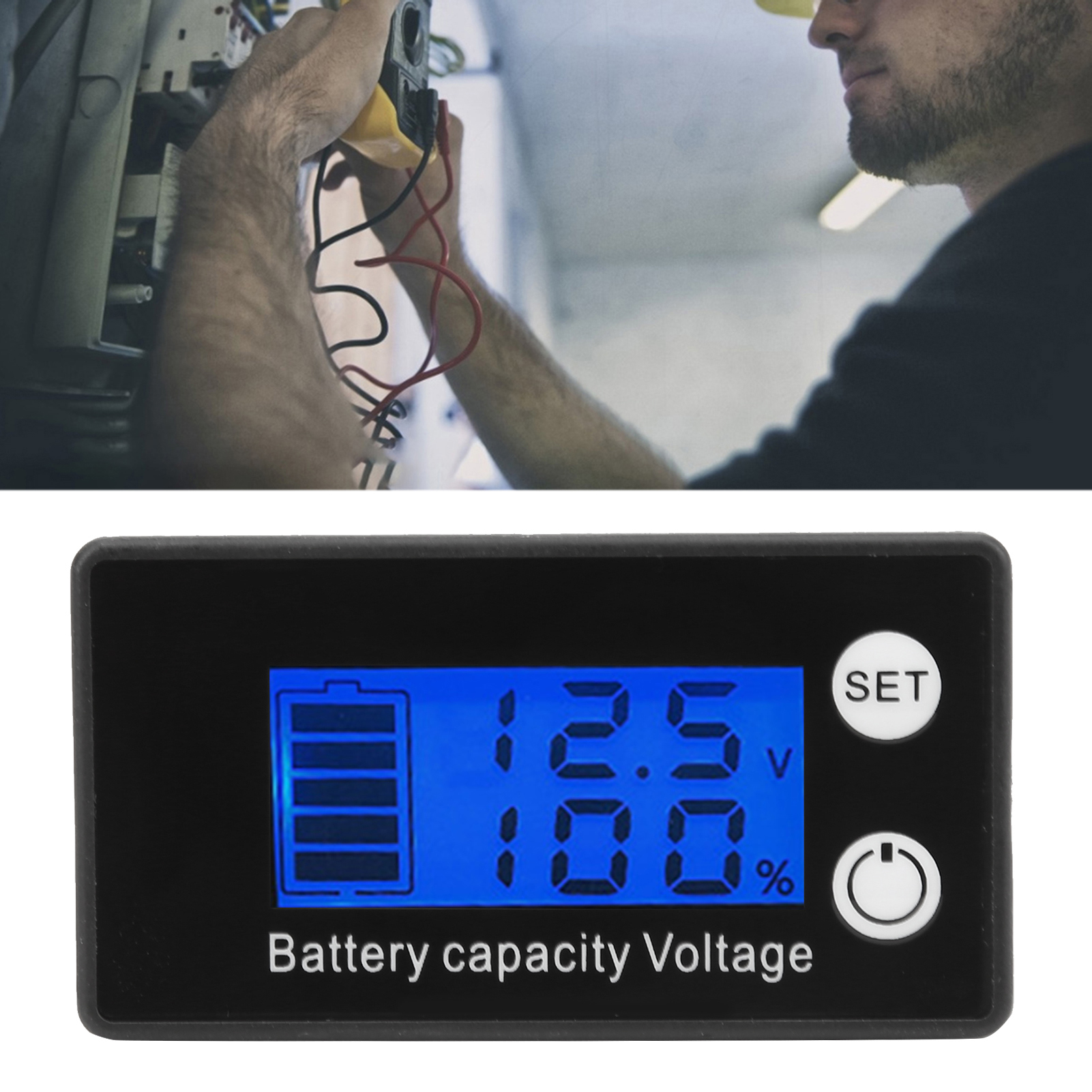 Lcd-anzeige Für Lithium-blei-säure-batterieleistung, Voltmeter In Prozent, Digitales Batterievoltmeter (7-68v), Zweiadrige Blaue Digitale Hintergrundbeleuchtung.