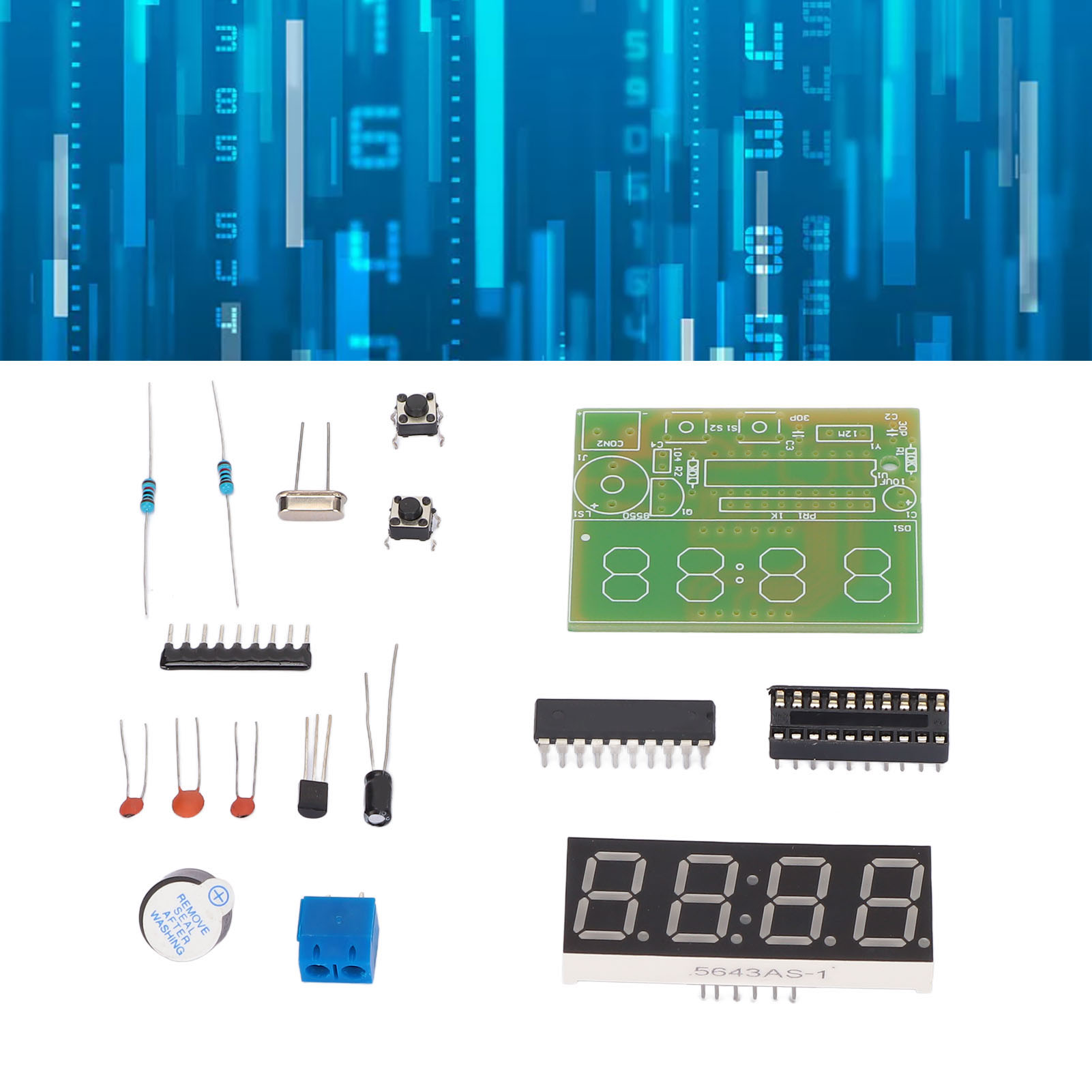 Bausatz Für Eine 4-stellige Digitaluhr, Elektronische Diy-uhr Auf Mikrocontroller-basis, C51-komponenten Für Eine Vierstellige Uhr.