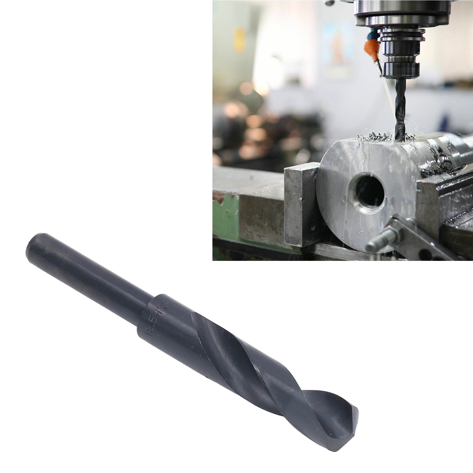 18,5 Mm (1/2 Zoll) Kurzschaftbohrer, Schnellarbeitsstahlbohrer Mit Geradem Schaft, Schwarzer Spiralbohrer.
