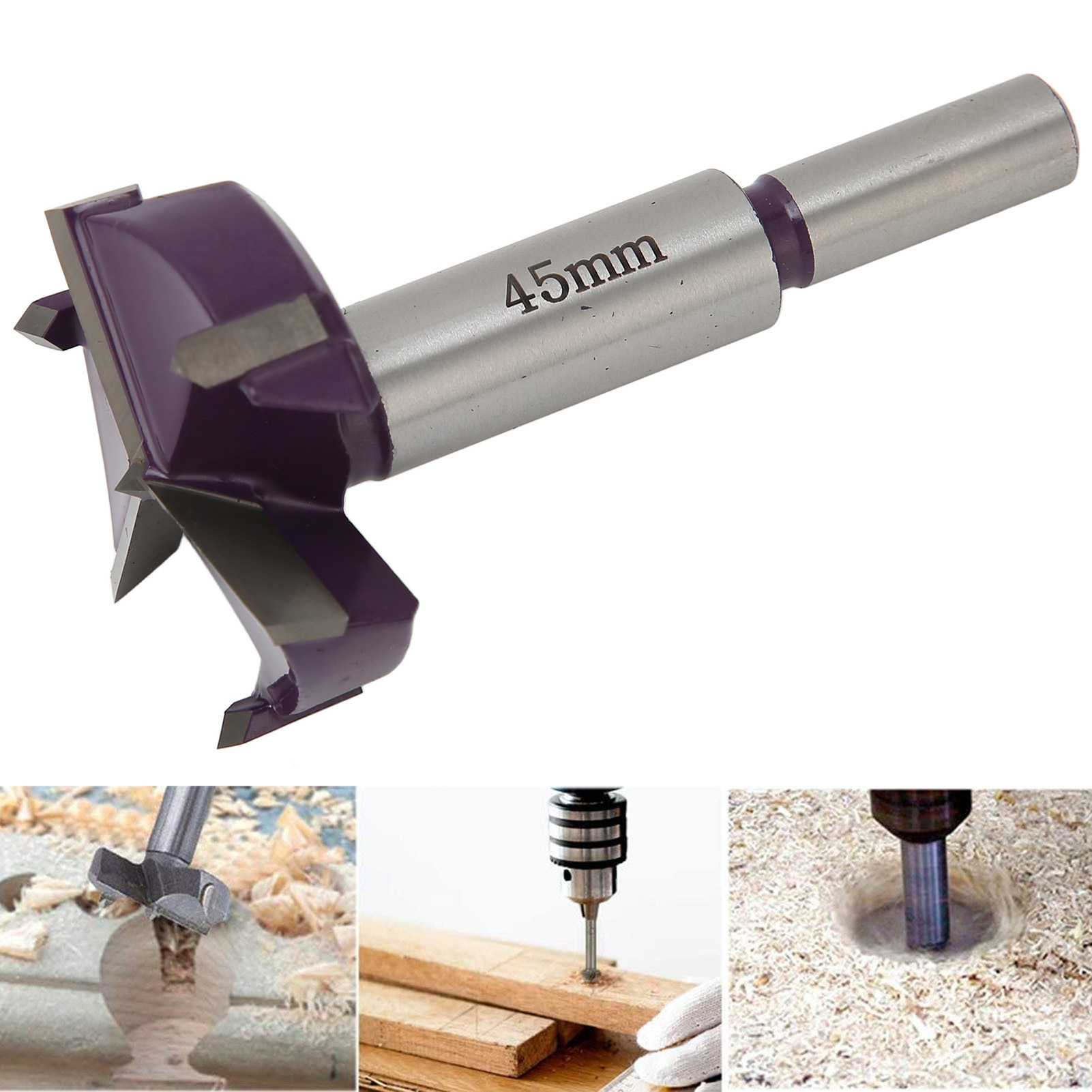 Dreischneidiger Lochsägenbohrer Für Holzbearbeitung, 45-mm-dreischneid-scharnierbohrer