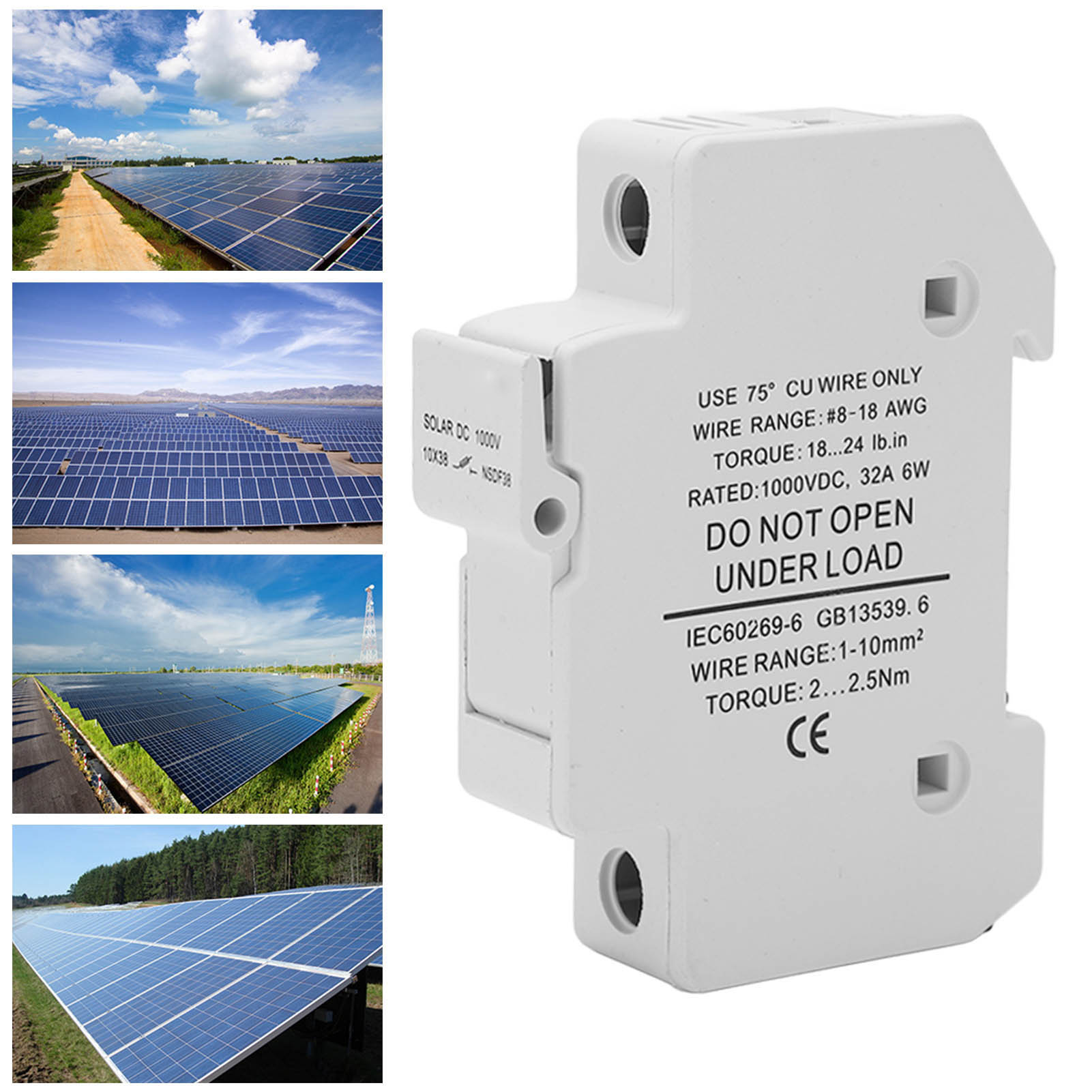 1000 V Dc 32 A 6 W Solar-photovoltaik-sicherung, 10 X 38 Sicherungssockel Für Anschlussdose