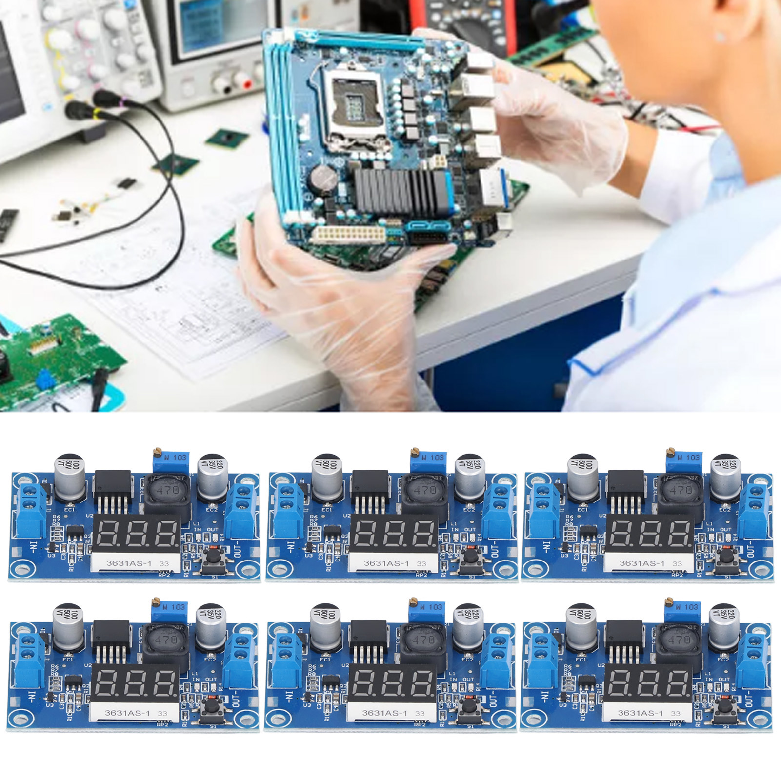 Selbstbau-dc-dc-abwärtsregler-netzteilmodul 4-40v Auf 1,25-37v (6 Stück) Mit Digitalvoltmeter Und Kalibrierung.