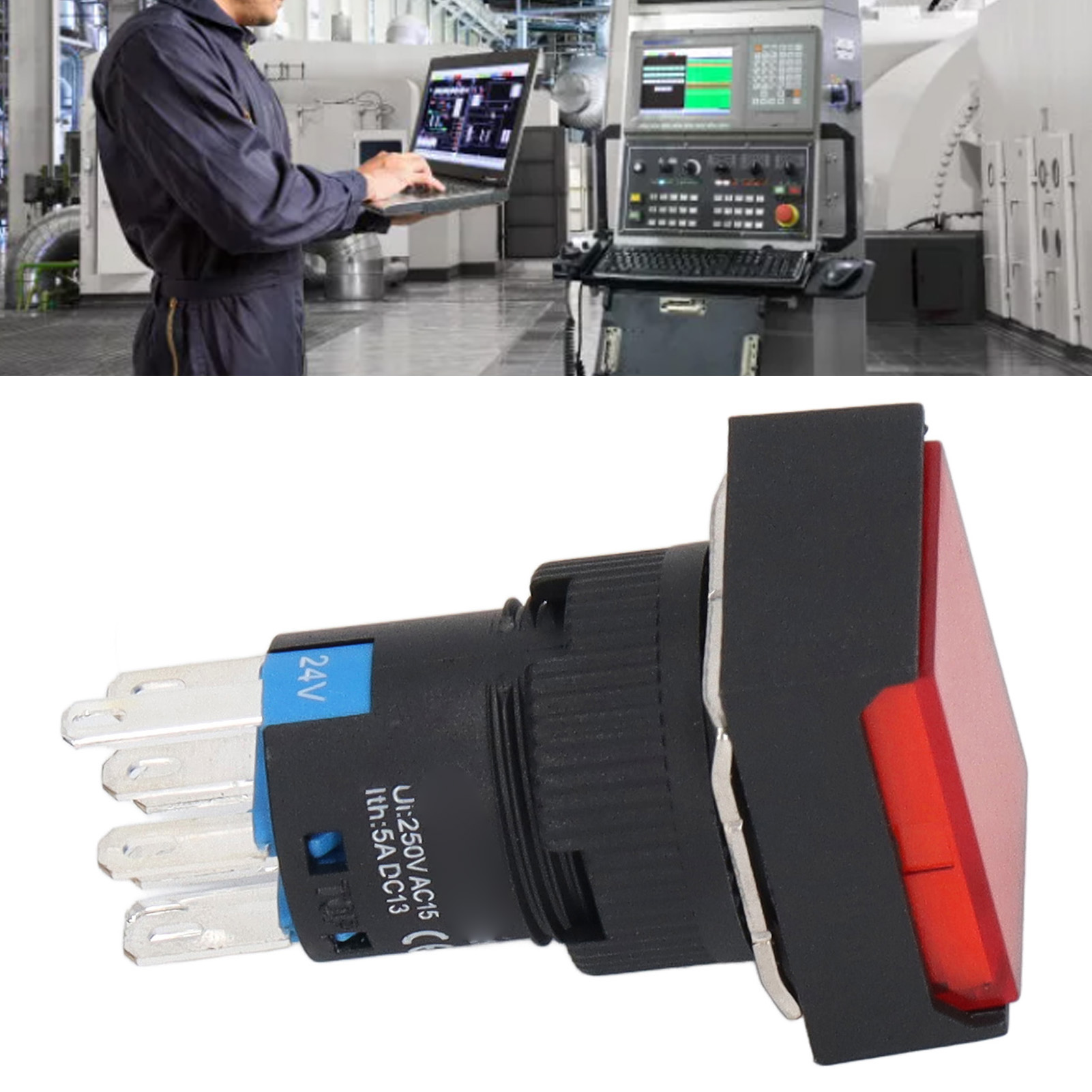Ac/dc 24v Drucktaster Bem-la16-22d-jr Mit Selbstverriegelungsfunktion, Industrieller Steuerschalter