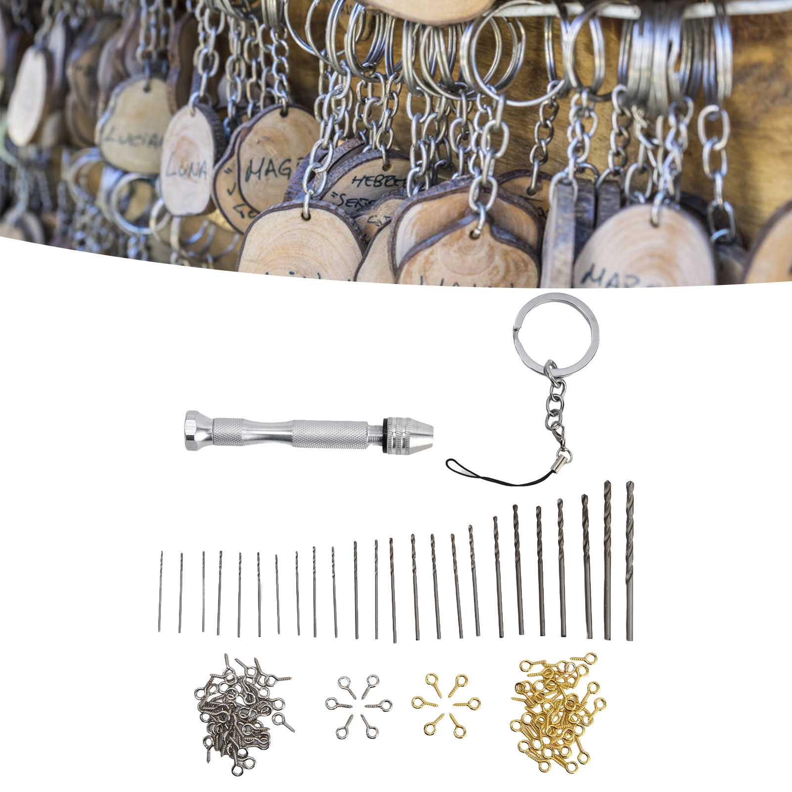 Diy-schlüsselanhänger-set (126 Teile) Mit Handgebohrten Aufsätzen
