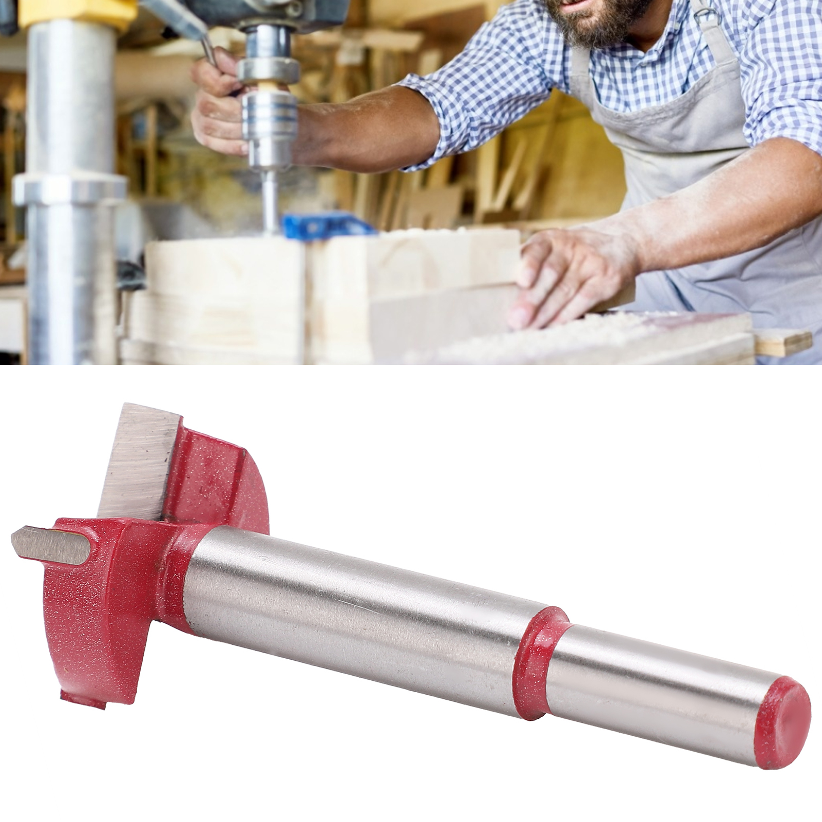 Lochsäge Für Holzbearbeitung Mit Länglichem Sechskantschaft Aus Einer Legierung, Zum Bohren Von Holzbrettern, Türblättern, Gipskartonplatten Und Kunststoffen. Bohrerdurchmesser: 32 Mm.