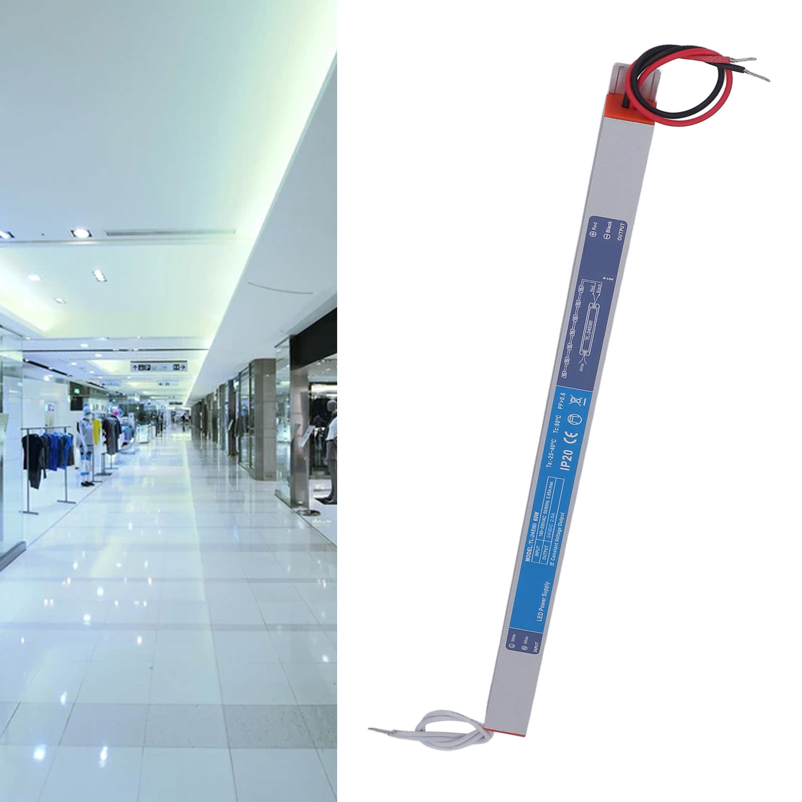 60-w-led-schaltnetzteil, 180–250 V Ac-eingang, Ultraflaches Netzteil Für Innenleuchten, 24 V Konstantspannung