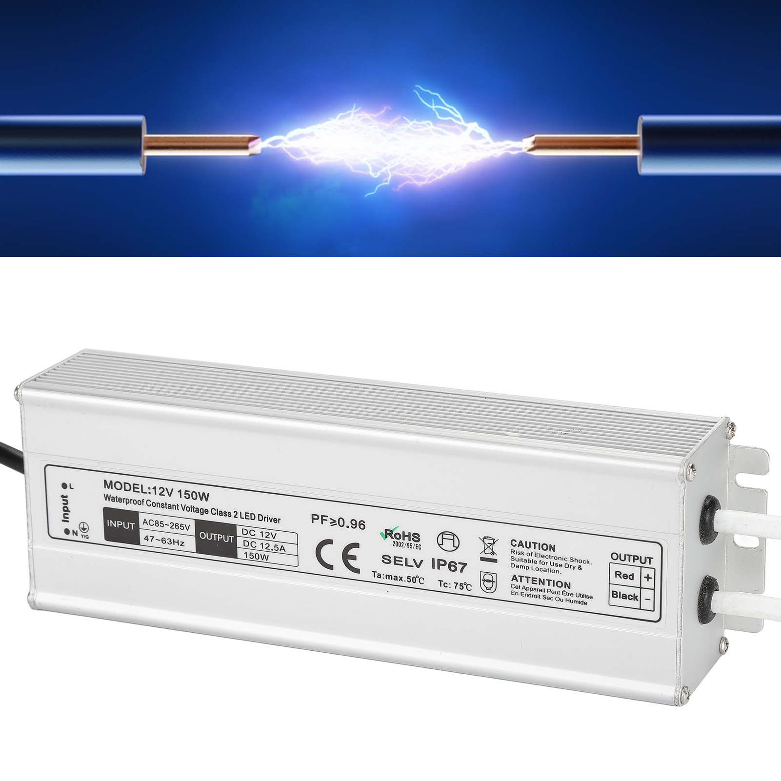 150-w-schaltnetzteil, Schutzart Ip67, Wasserdicht, Mit Led, 12-v-ausgang (europäischer Standard), Ac 85–265 V