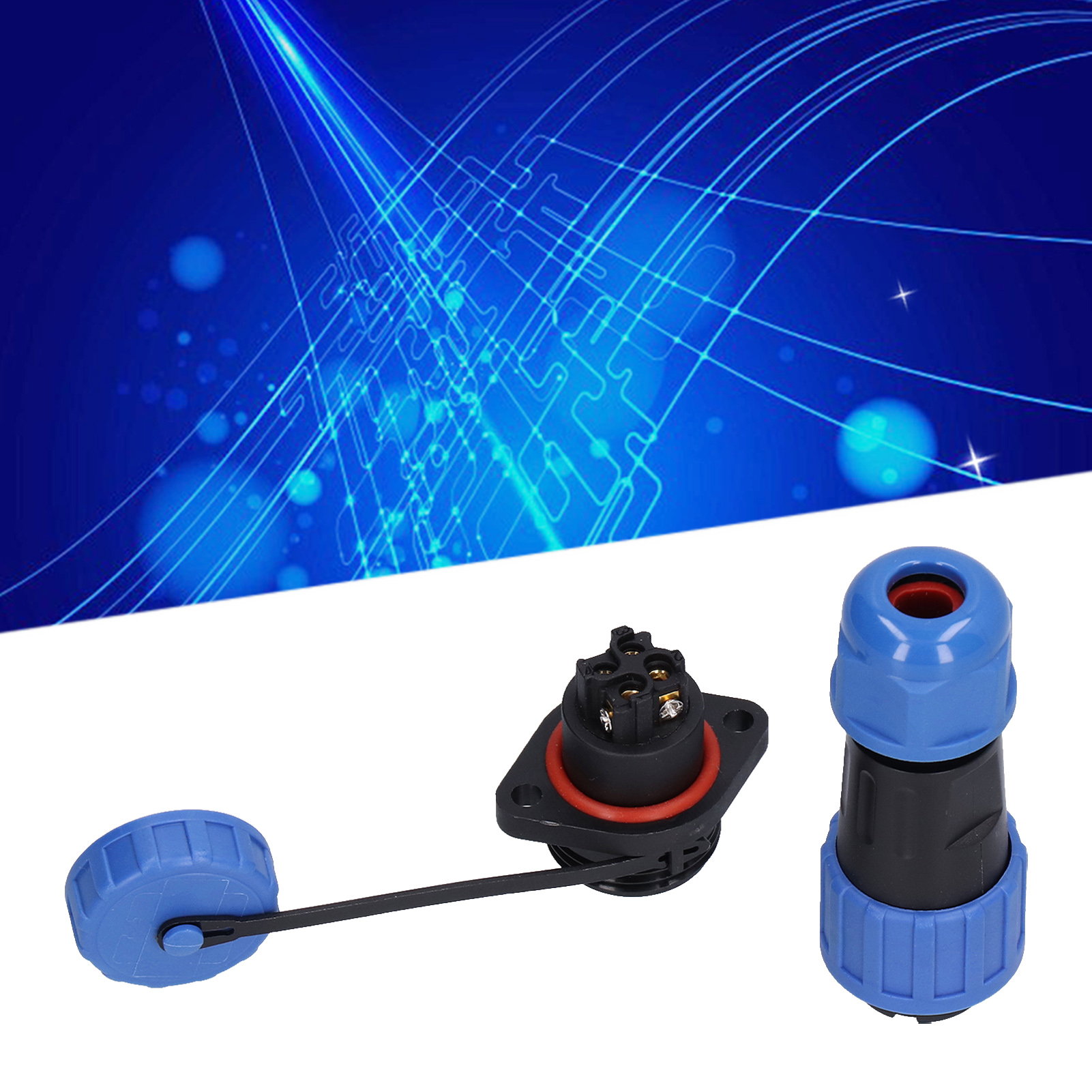 Lötloser Mehradriger Stecker Und Buchse, Ip68 Wasserdichter Luftfahrtstecker Und -buchse, Lp16 4-adriger Lötloser Flanschtyp, 380 V 5 A.