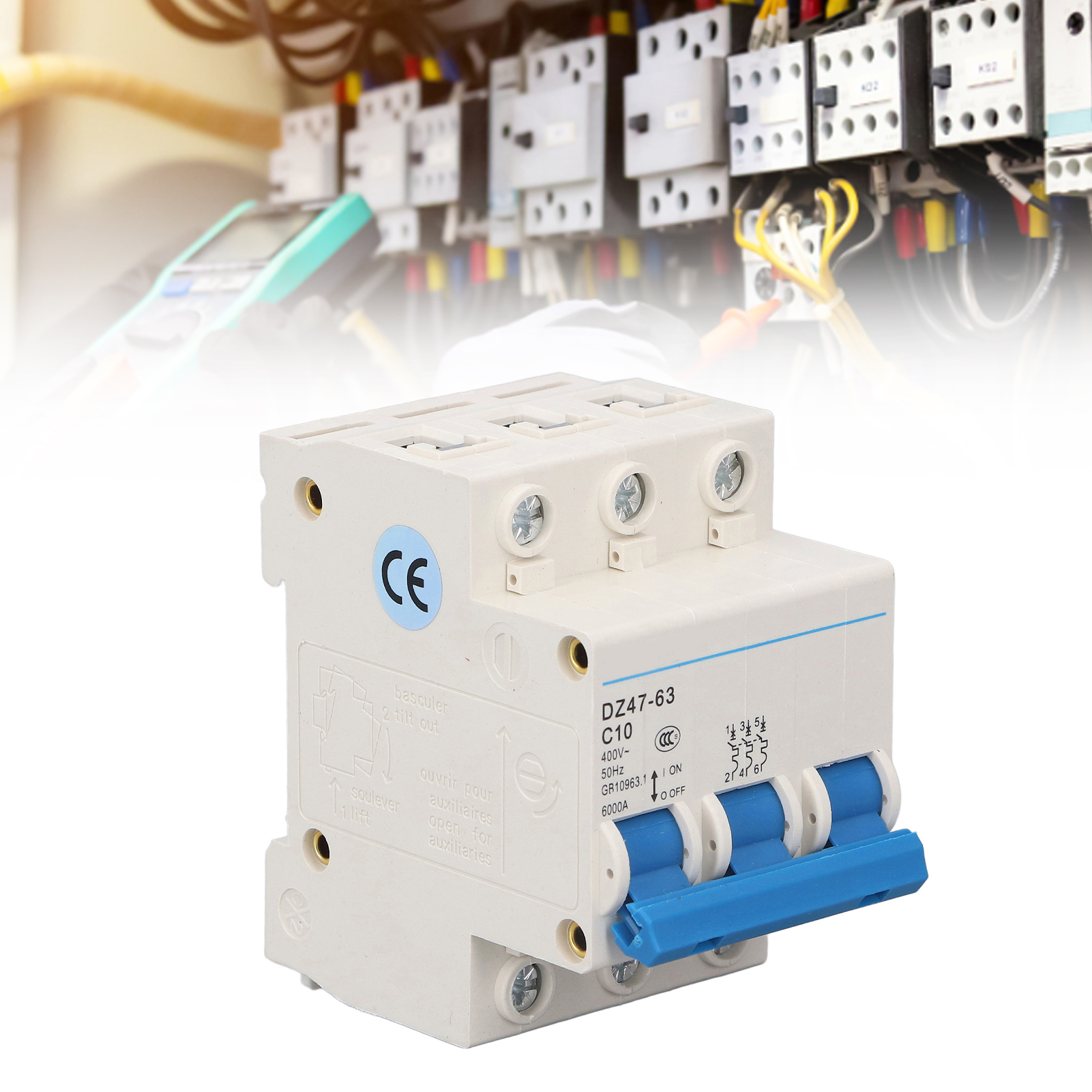 Miniatur-drehstrom-leistungsschalter Dz47-63 C10 400 V 10 A, Din-schienenmontage, 6000 A Schaltleistung