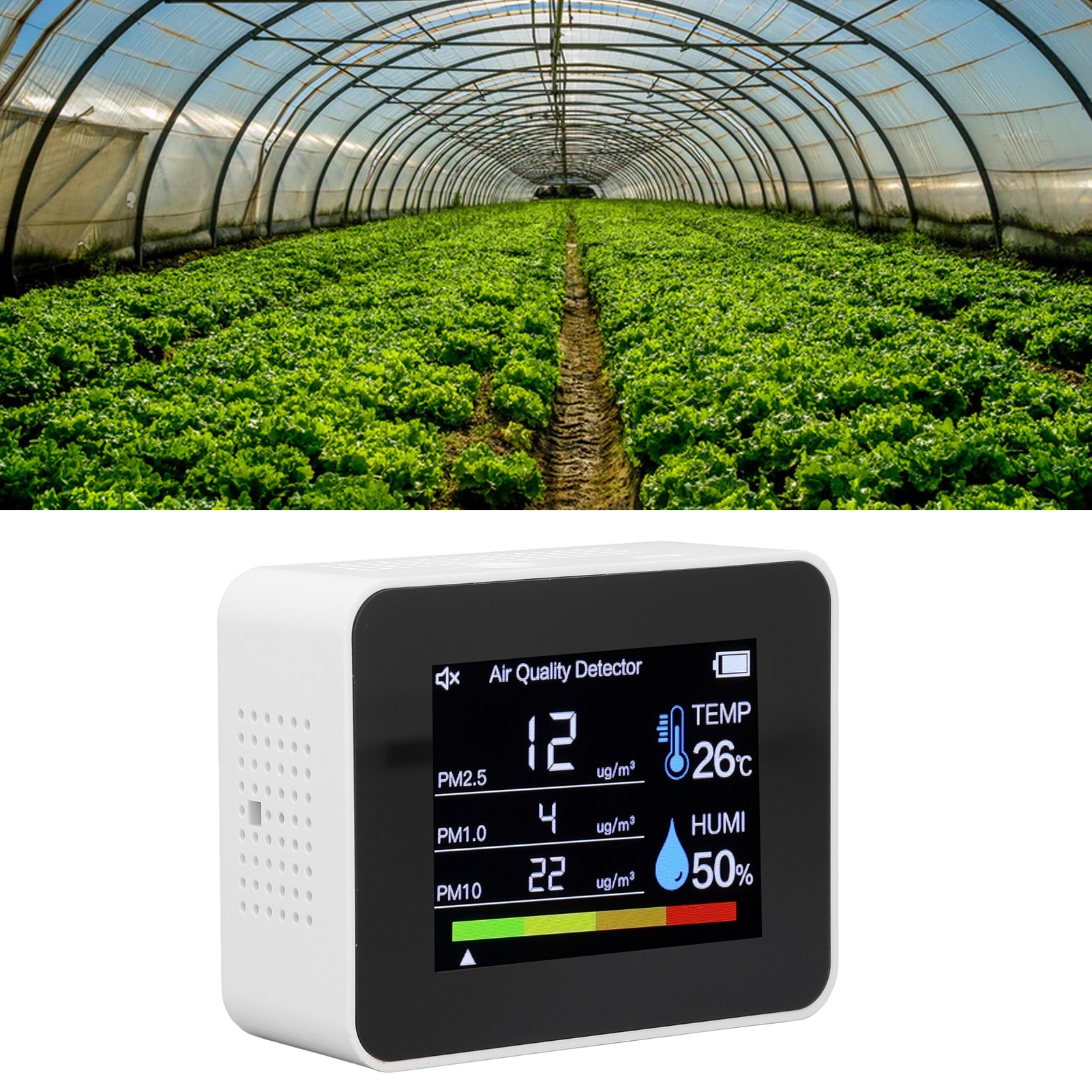 2co7 Neuer 8-in-1-luftqualitätsdetektor Mit Schwerkraftsensor Und Umwandelbarem Display (weiß)