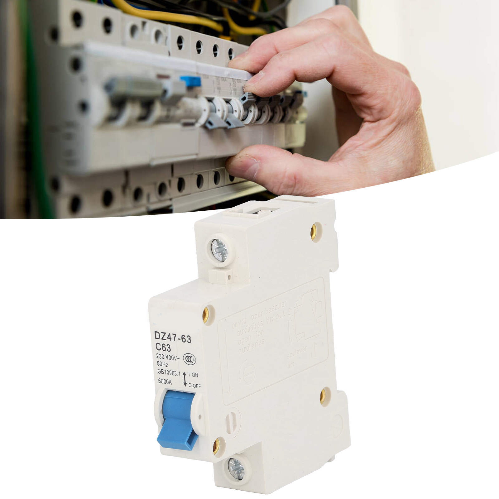 Leitungsschutzschalter Dz47-63 C63 1p 230 V/400 V 63 A, Din-schienenmontage, 6000 A Schaltleistung