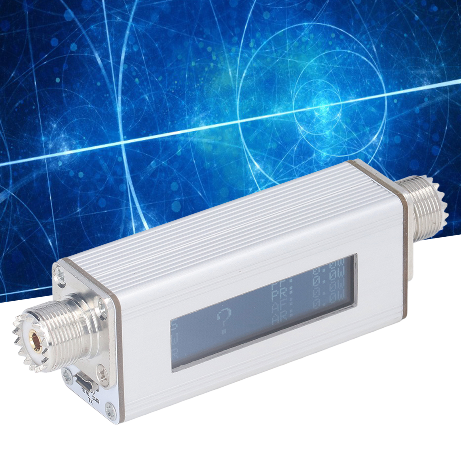 Mini Swr (stehwellenverhältnis) Hochfrequenz-kurzwellenempfänger Mit Gelber Anzeige Und Silbernem Oled-display.