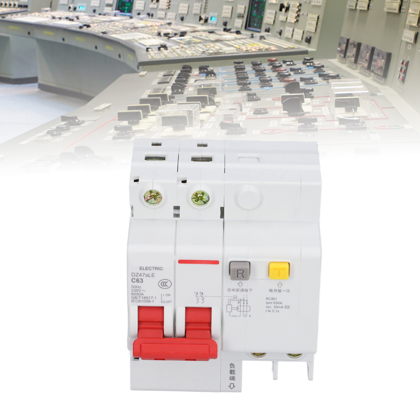 Leitungsschutzschalter Dz47sle C63 2p 63 A, Din-schienenmontage, Niederspannung 230 V, Abschaltvermögen 6000 A