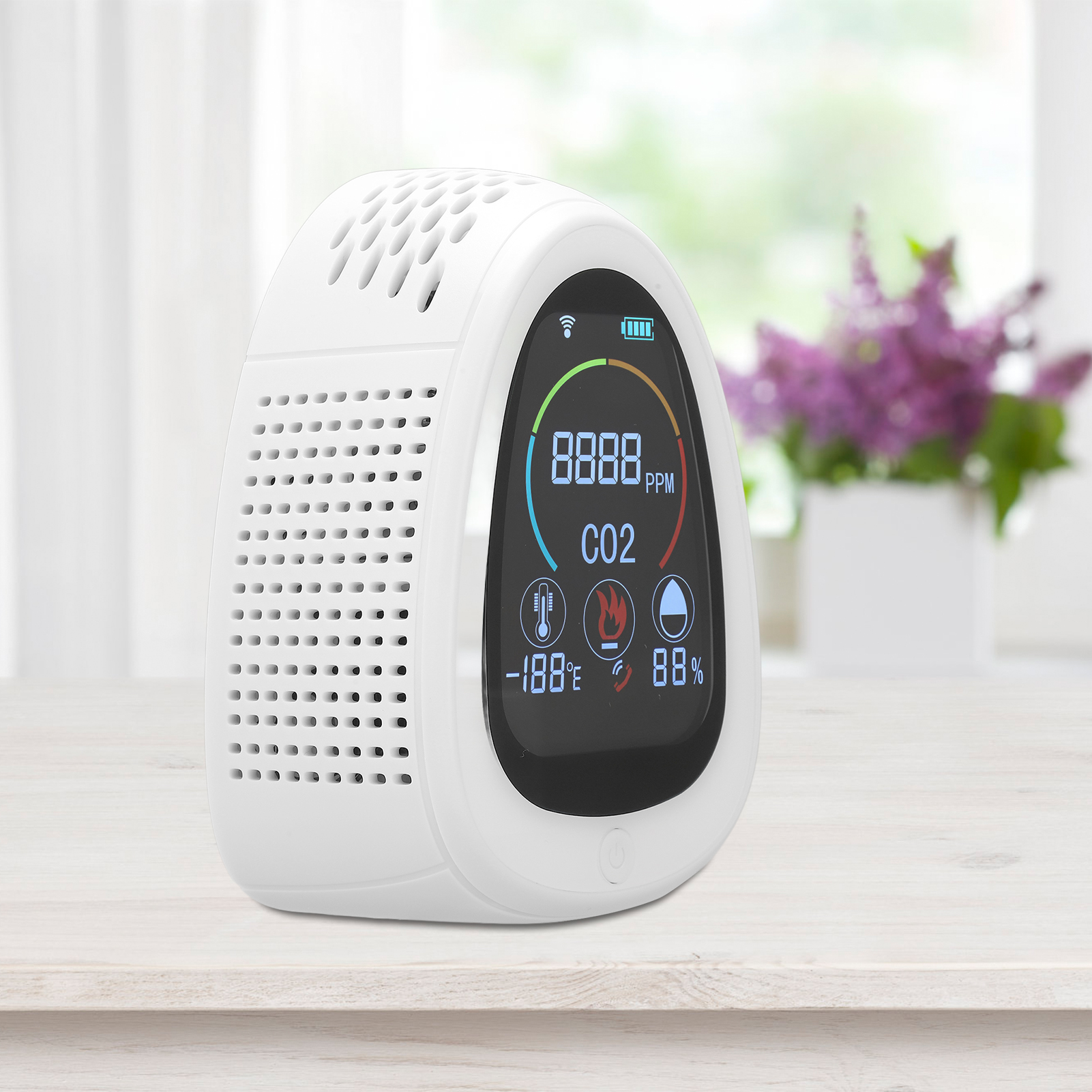 Zn-az-co2-033 Pt01 Tuya 5-in-1 Smart Connectivity Laser-infrarotsensor Mit Co2-detektor, Rauchmelder, Temperatur- Und Feuchtigkeitsmessung Sowie Wi-fi-co2-tester