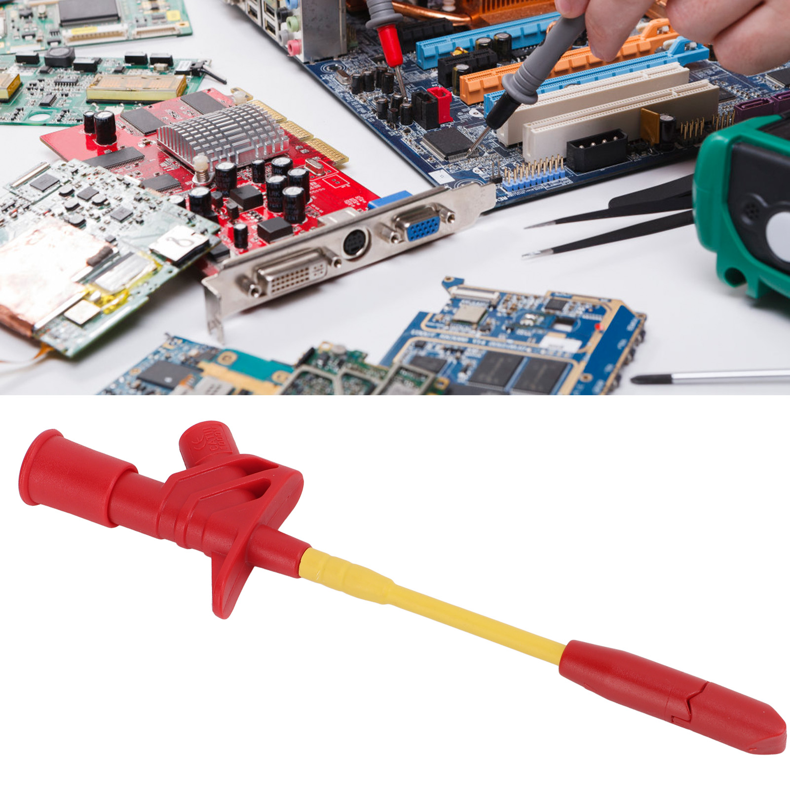 J.30019 Drahtbruchprüfgerät Für Die Kfz-reparatur, Mit Haken Und 4 Mm Bananenstecker Zum Schnellen Und Zerstörungsfreien Durchtrennen Von Drähten (rot)