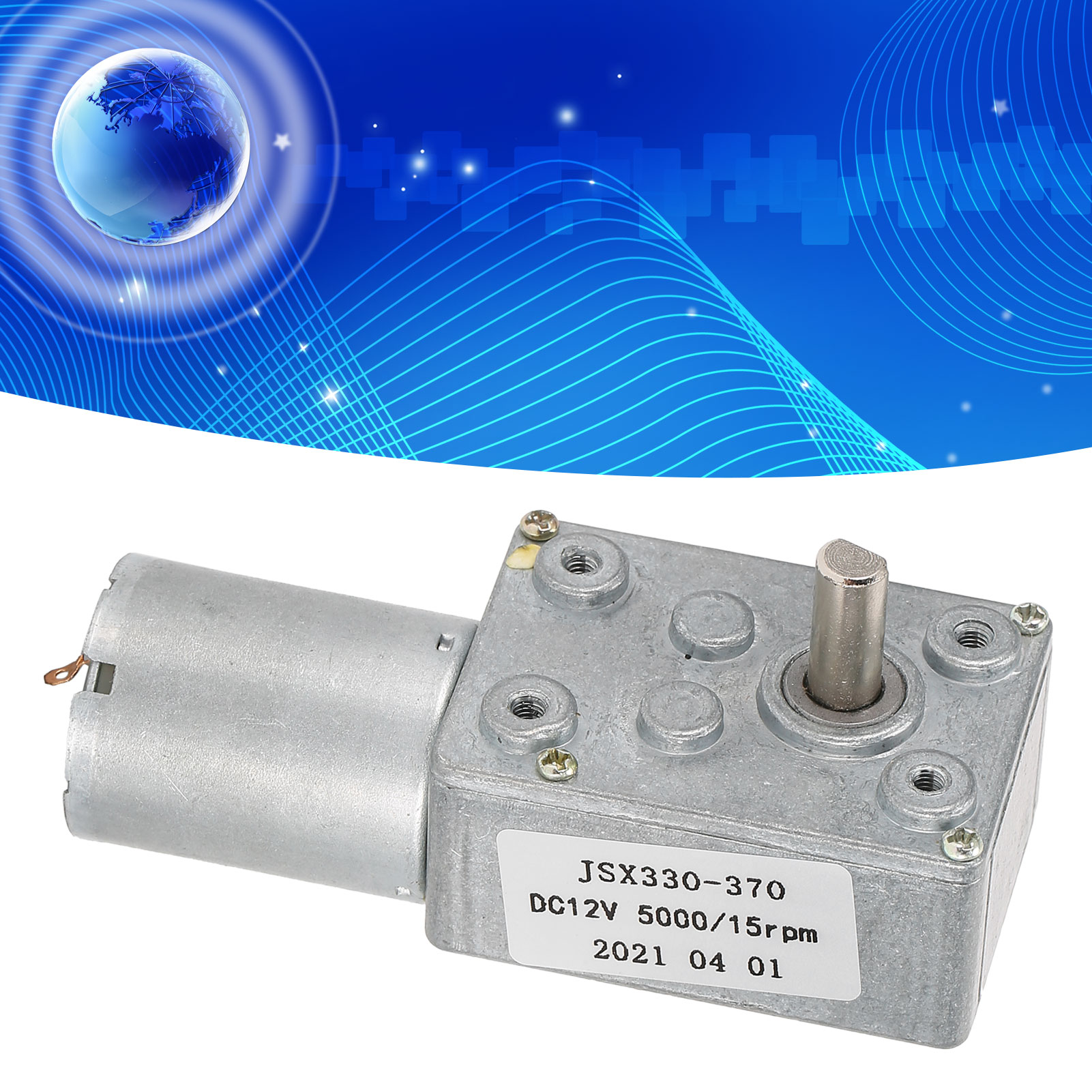 Jsx330-370 Gleichstrom-schneckengetriebemotor, 12 V, 15 U/min, Schneckengetriebewelle