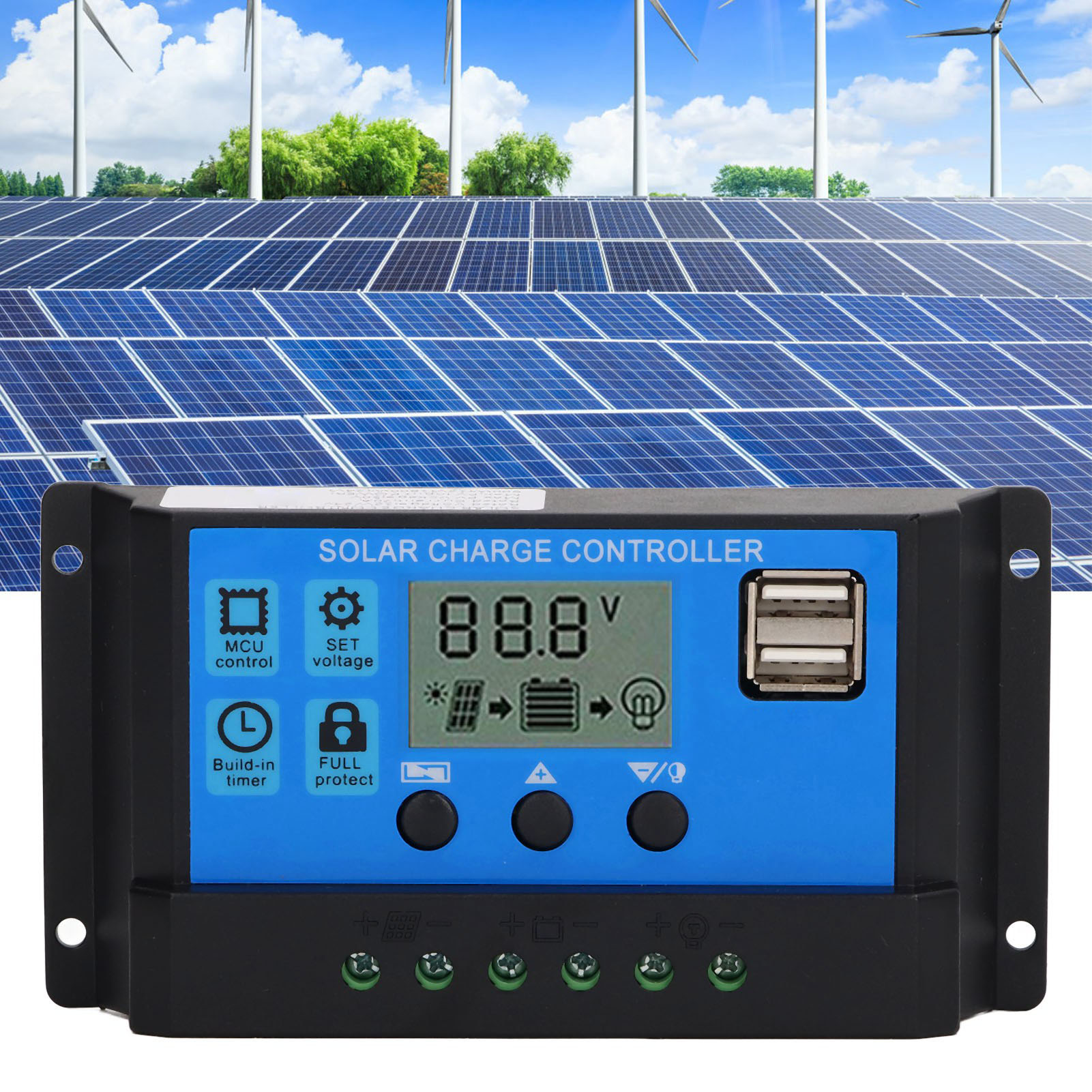 12v/24v Solarmodul-laderegler, Pwm-photovoltaikregler, 70a Solarzellenladegerät
