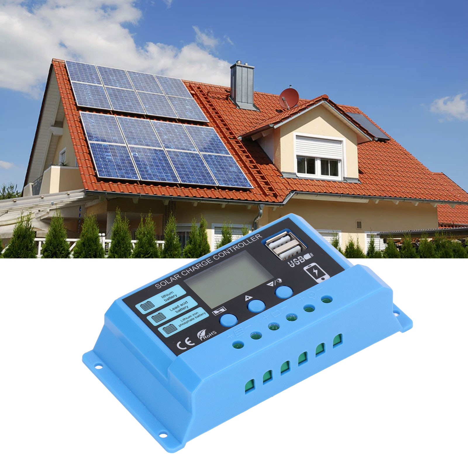 12v/24v Photovoltaik-solarladeregler Mit Lcd-display Und Pulsweitenmodulation (pwm) 30a