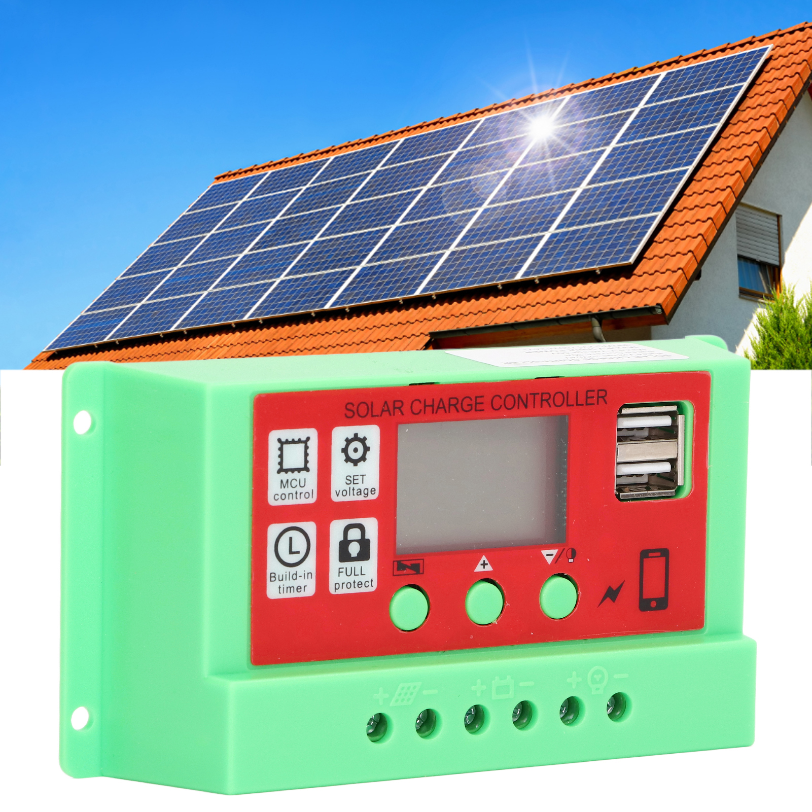 12v/24v Solarladeregler, Pwm-solarladeregler Mit Lcd-anzeige, 10a