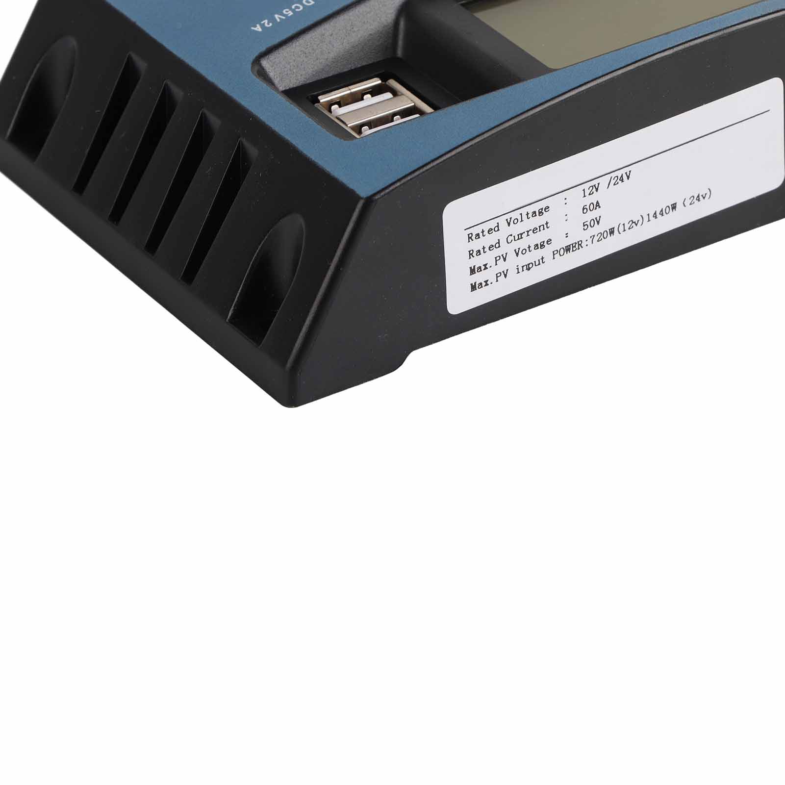 Intelligenter 12v/24v Mppt-solarladeregler Mit Zwei 5v Usb-anschlüssen, Einstellbarer Parameteranzeige, Lcd-bildschirm Und Timer (60a Ein/aus).