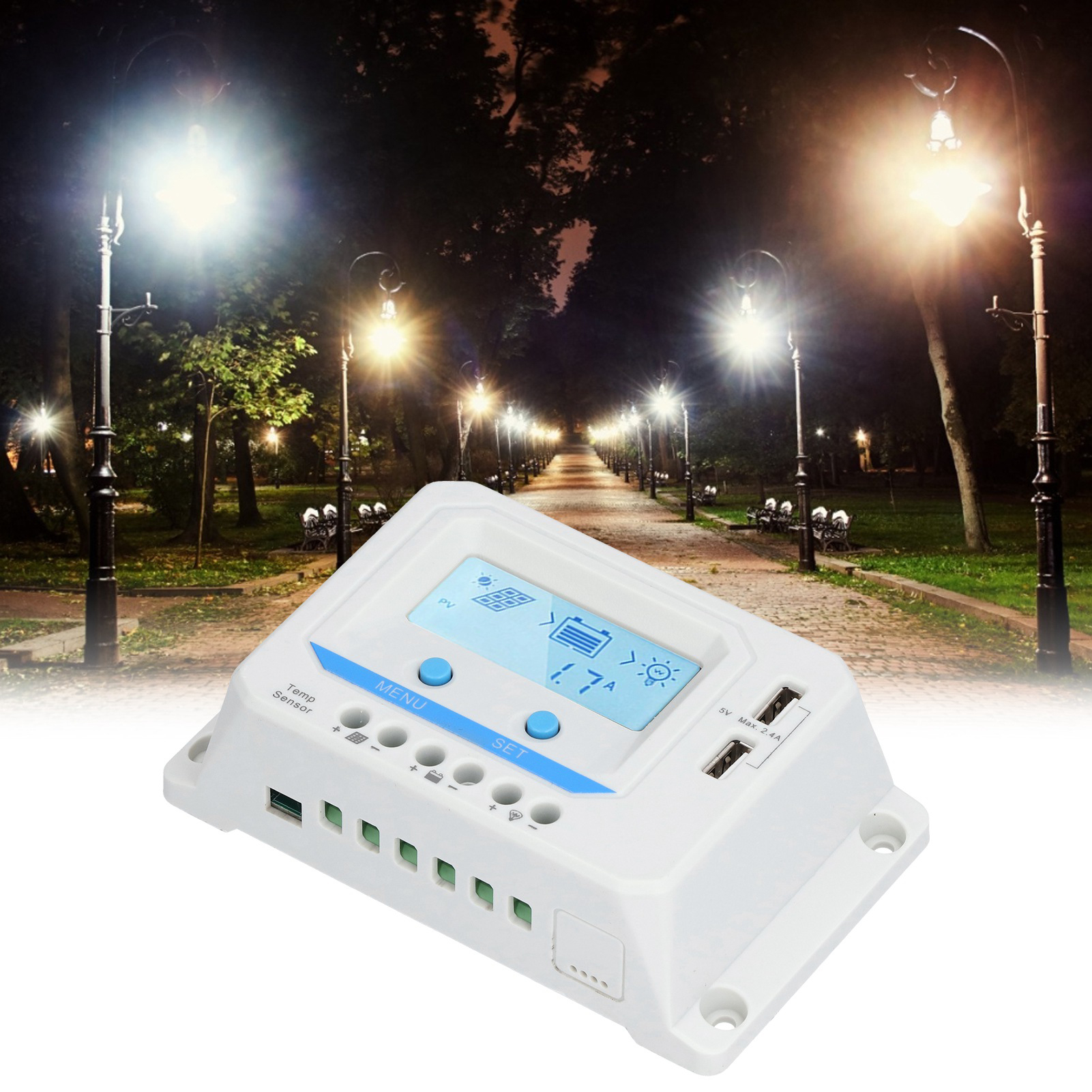 12/24v Solarladeregler Mit Blauem Display Für 20a Haushaltslastschutz