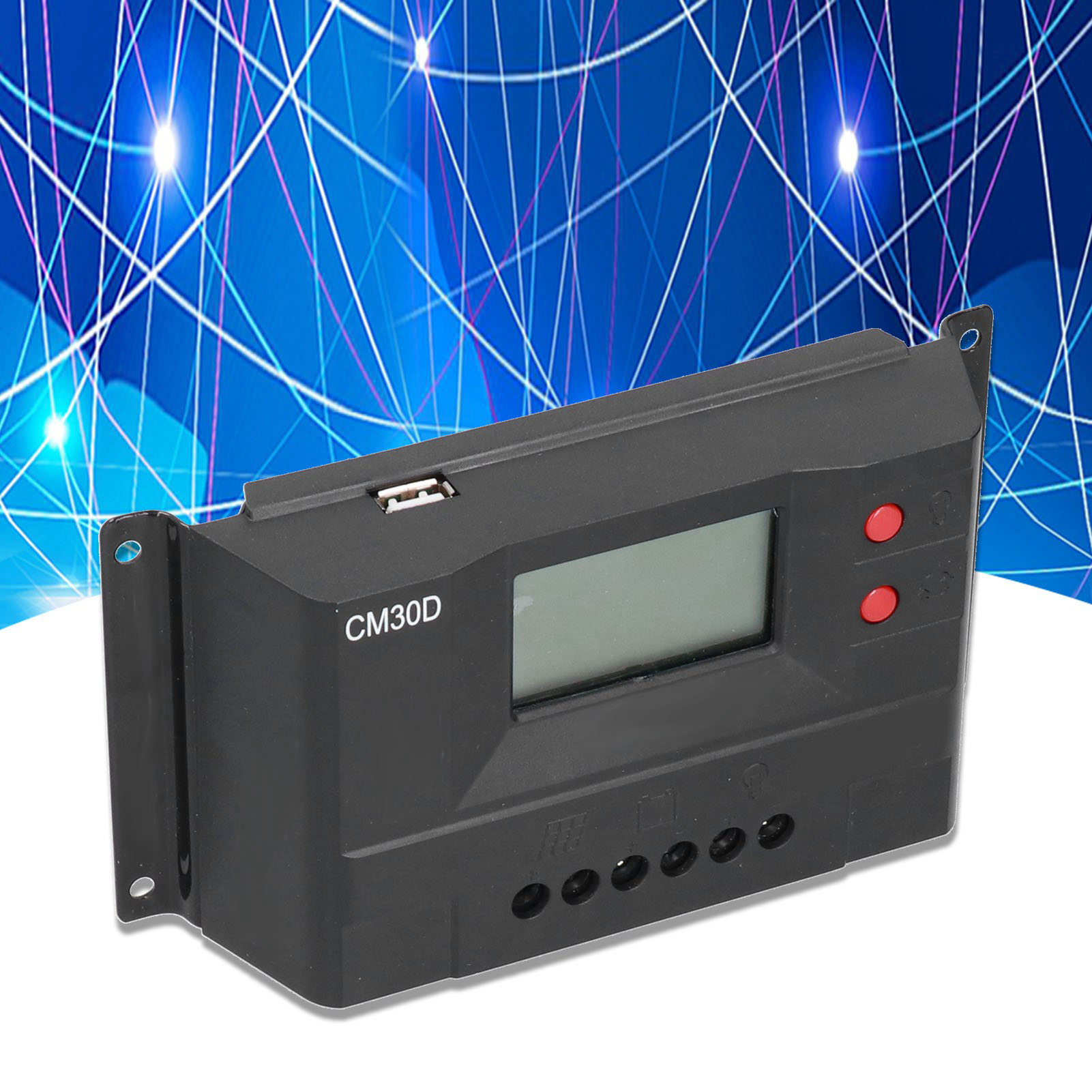 Der 30a-solarladeregler Verfügt Über Ein Lcd-display, Das 12v- Und 24v-lade-/entladevorgänge Mit Intelligenter Erkennung Anzeigt.