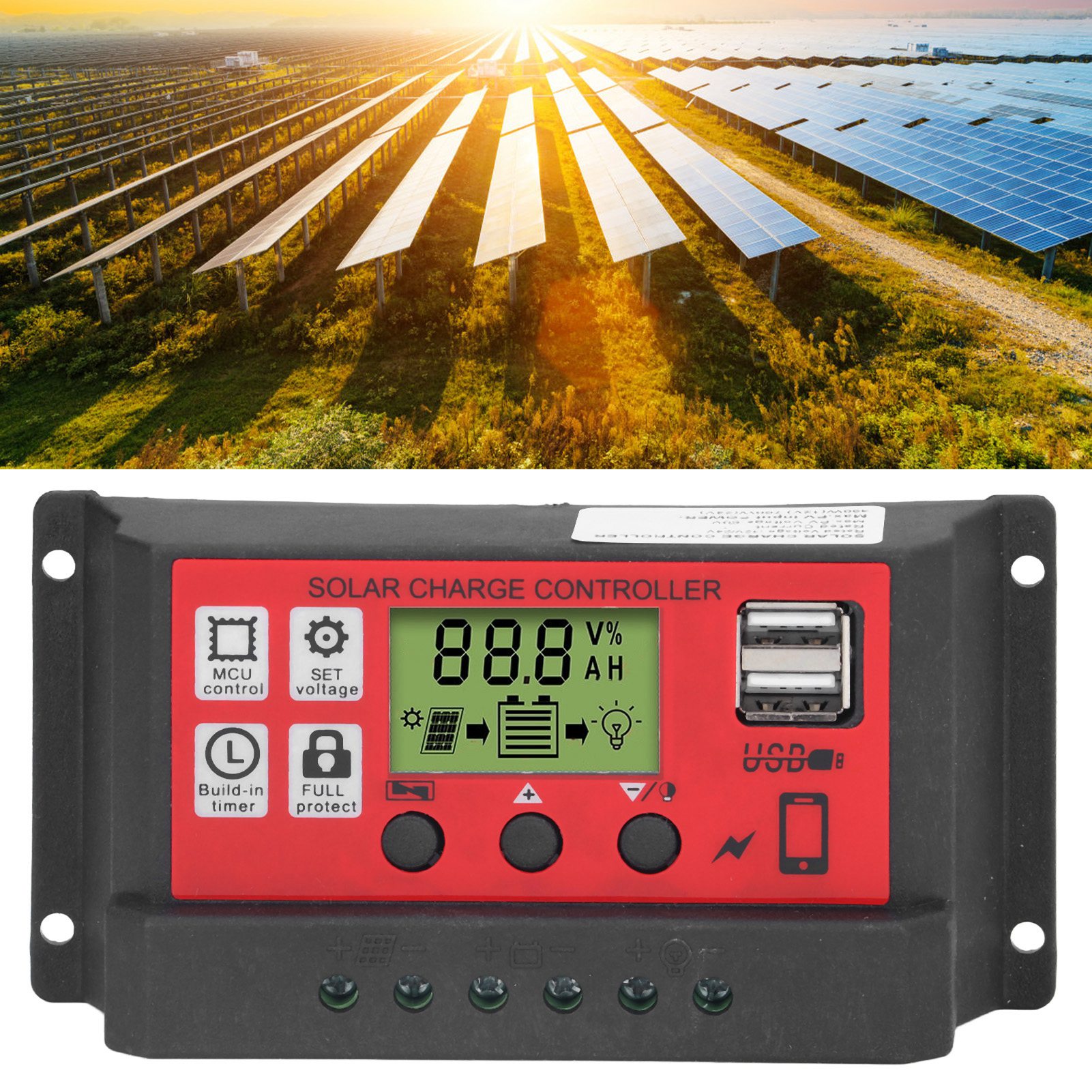 12v/24v Photovoltaik-solarstromregler Mit Lcd-display, 30a