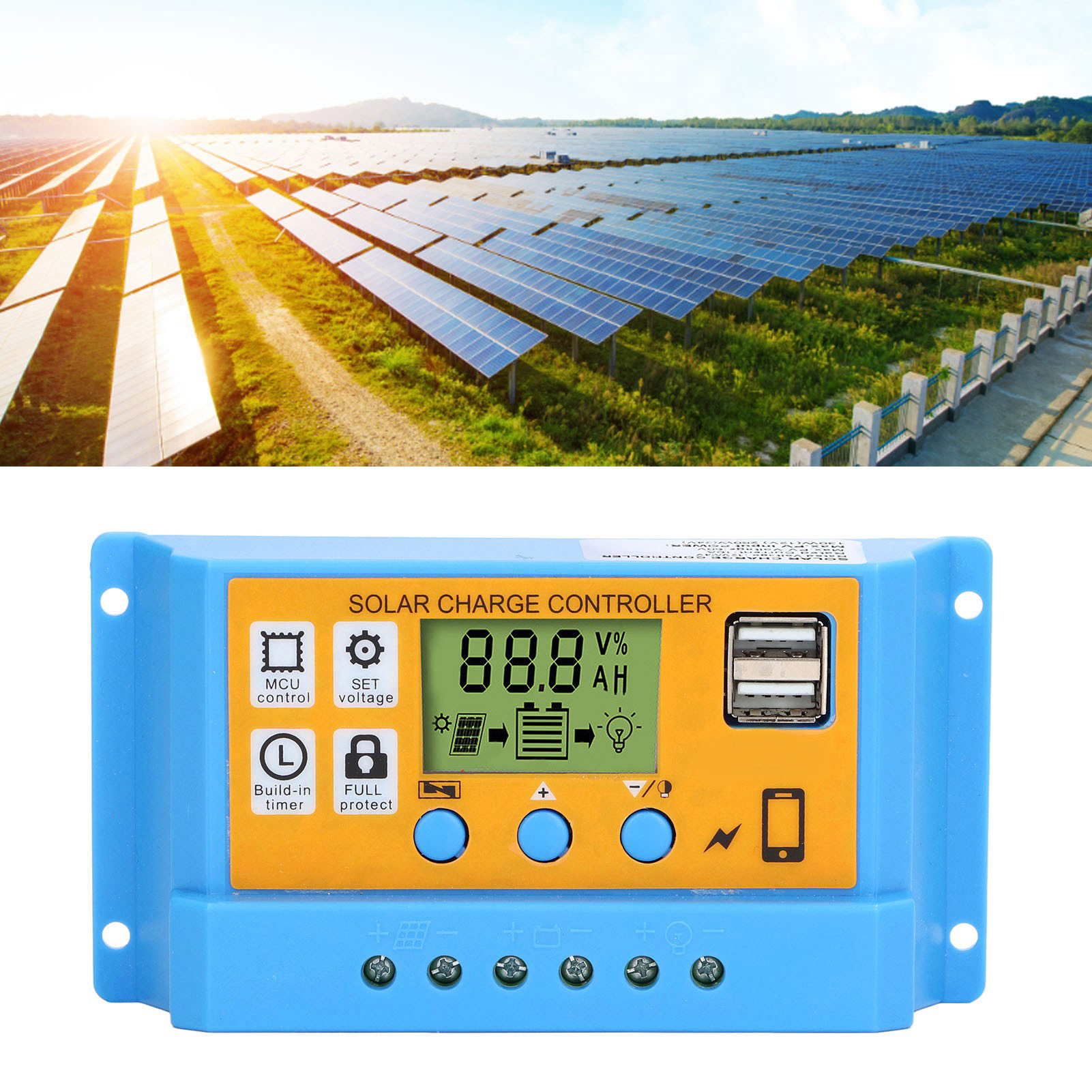 12v/24v Photovoltaik-solarregler, 10a Solarladeregler