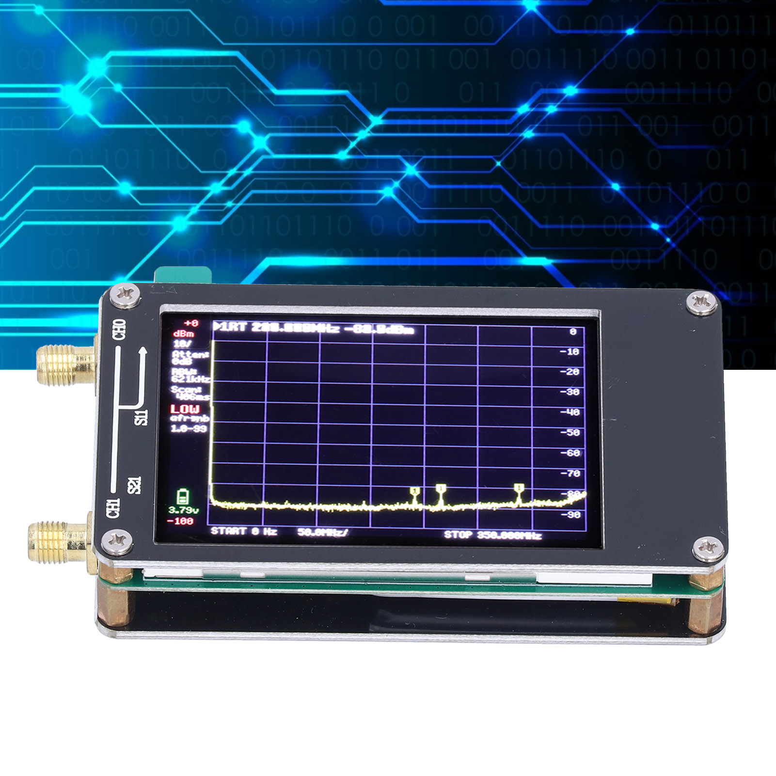 Tragbarer Miniatur-spektrumanalysator (2,8 Zoll), 0,1–960 Mhz